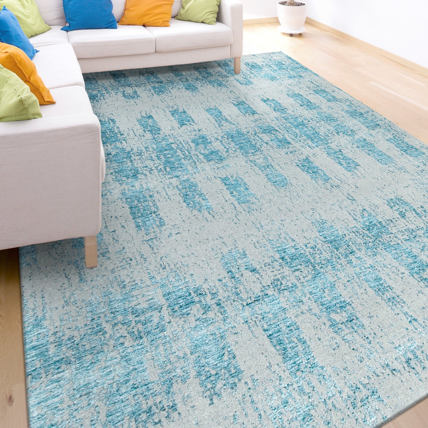 HANDLOOMED JACQUARD RC157 IVORY / BLUE