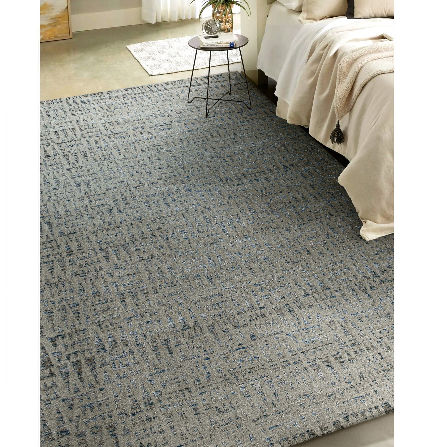 HANDLOOMED JACQUARD RC166 SILVER / BLUE