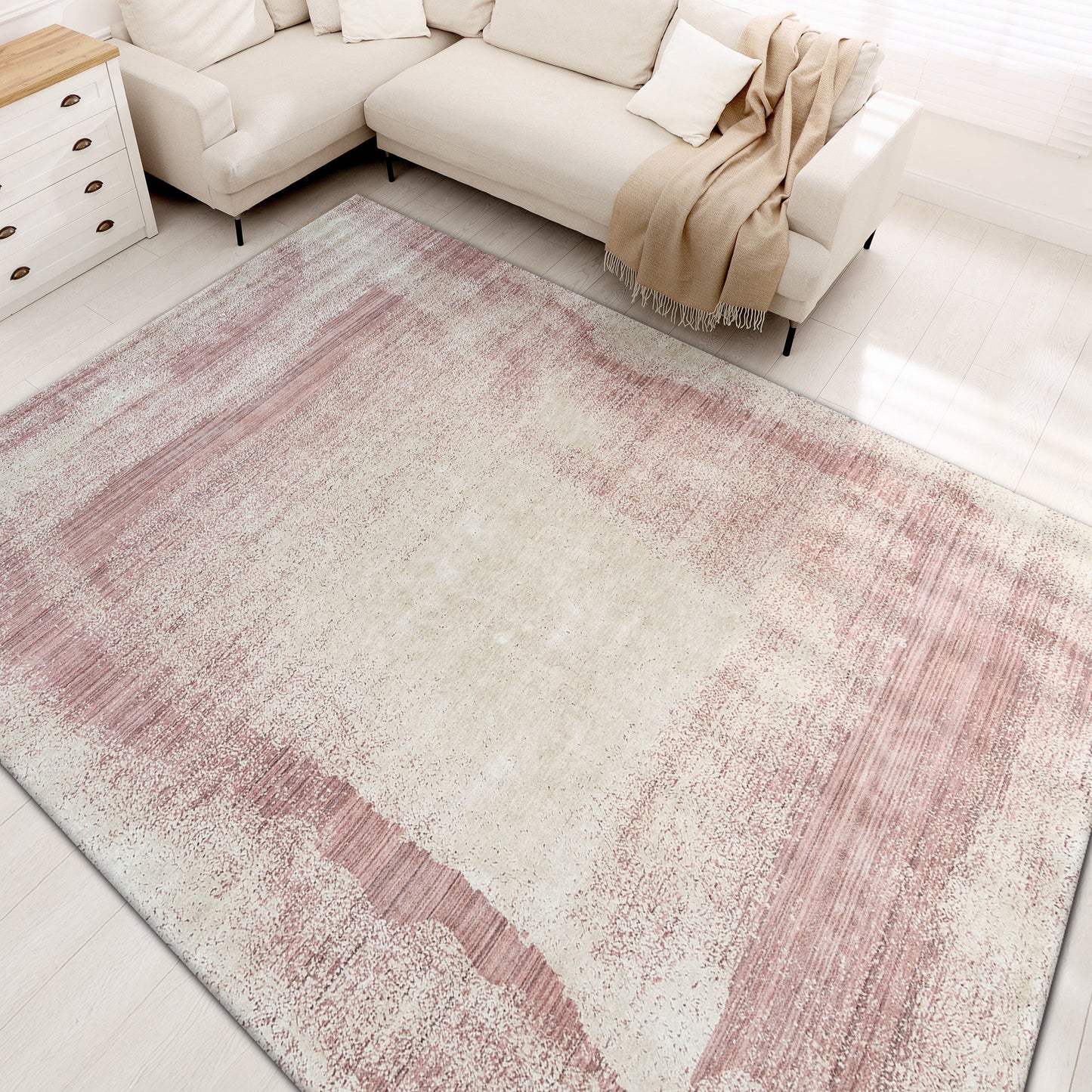 HANDLOOMED JACQUARD RC320 PINK / BEIGE