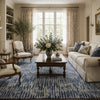 HANDLOOMED JACQUARD RK001 IVORY / BLUE