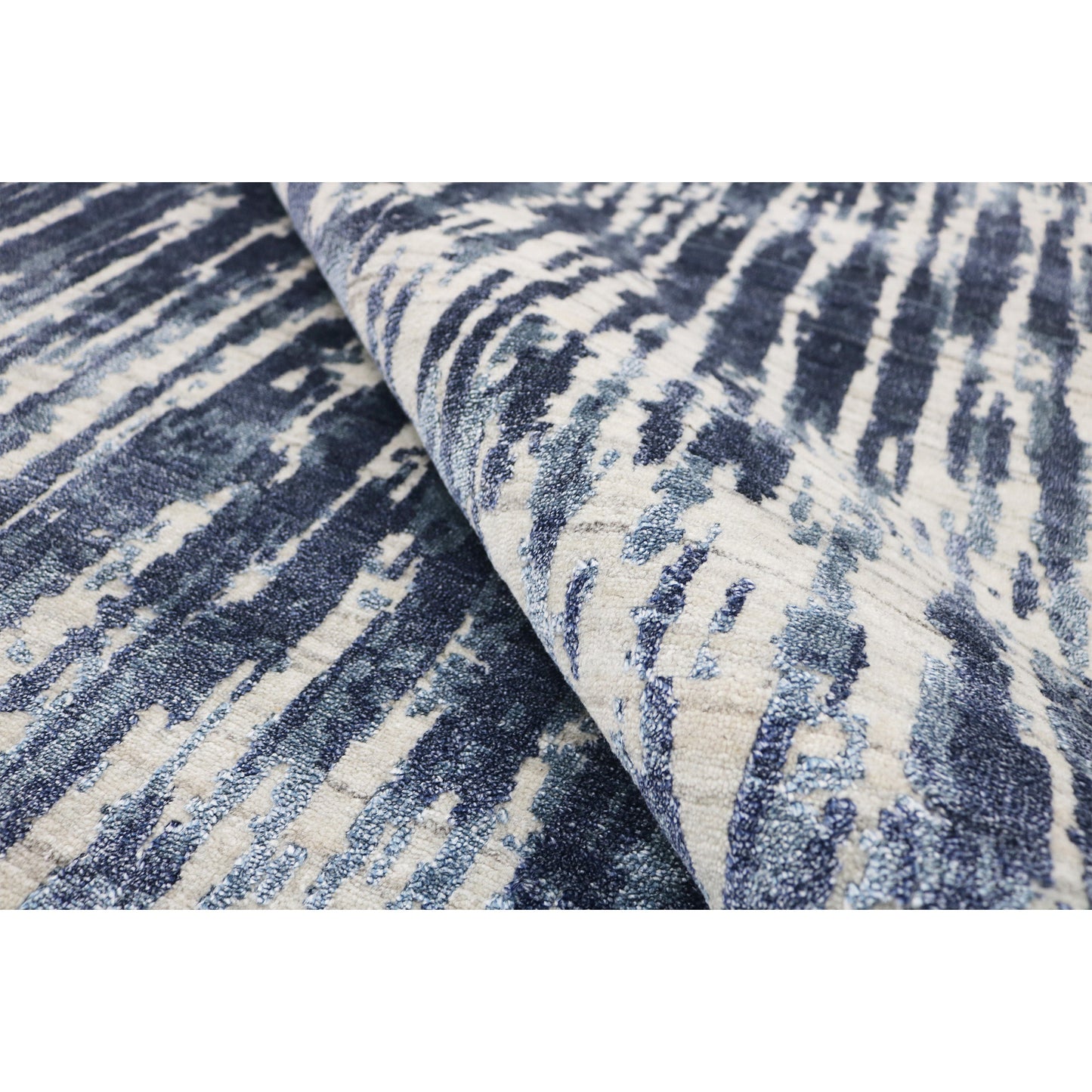 HANDLOOMED JACQUARD RK001 IVORY / BLUE