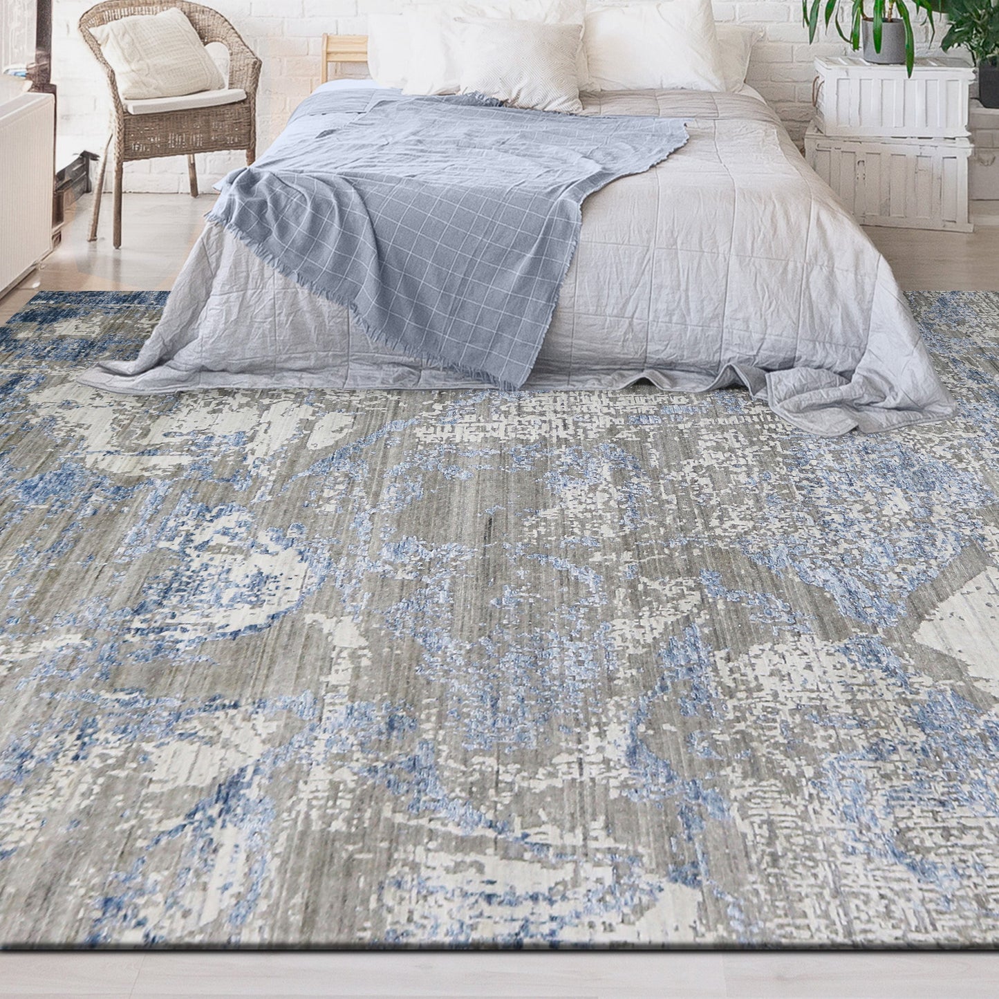 HANDLOOMED JACQUARD RK197 GREY / BLUE