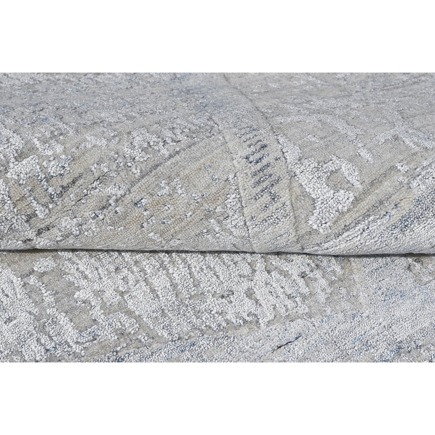 HANDLOOMED JACQUARD RK200 IVORY / LIGHT BLUE