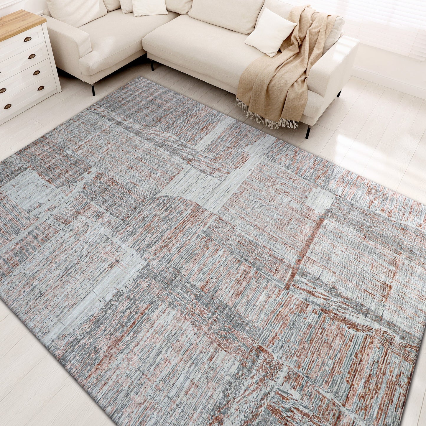 HANDLOOMED JACQUARD RK208 COPPER / GREY