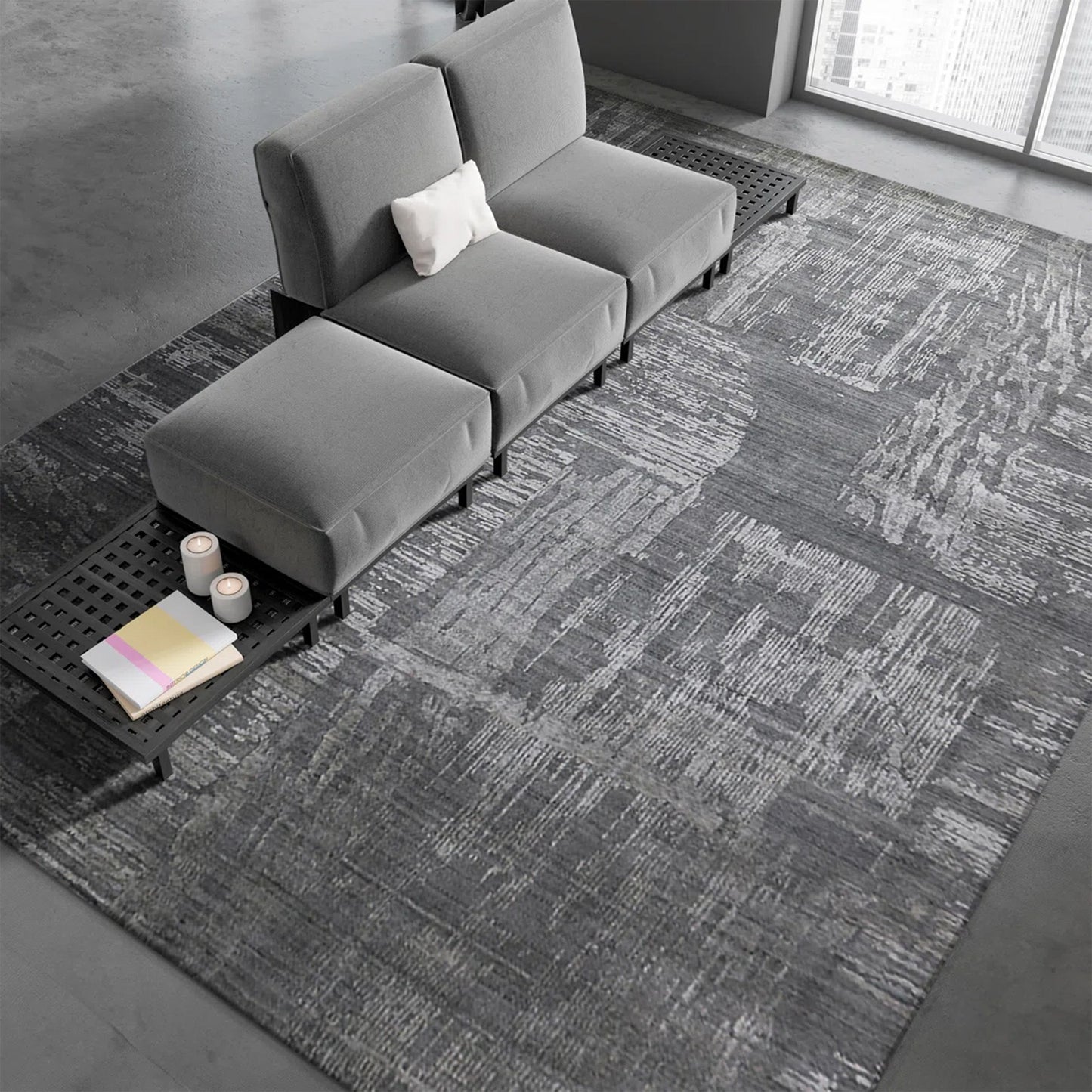HANDLOOMED JACQUARD RK209 SILVER / GREY