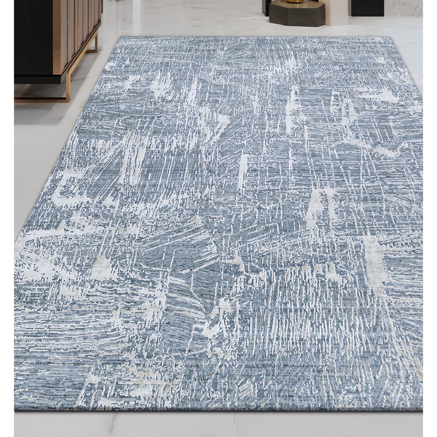 HANDLOOMED JACQUARD RK222 BLUE / GREY