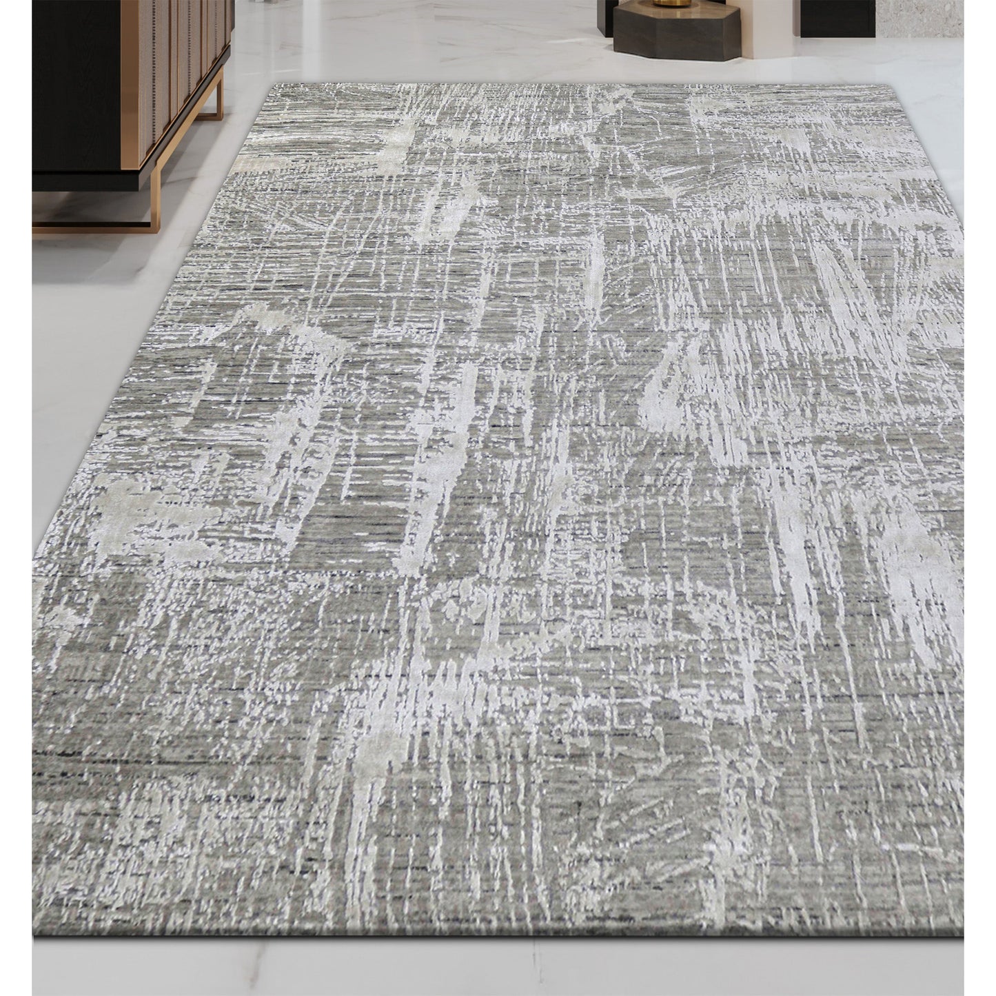 HANDLOOMED JACQUARD RK256 GREY / WHITE