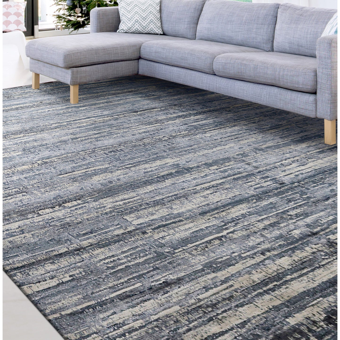HANDLOOMED JACQUARD RK283 BLUE / SILVER