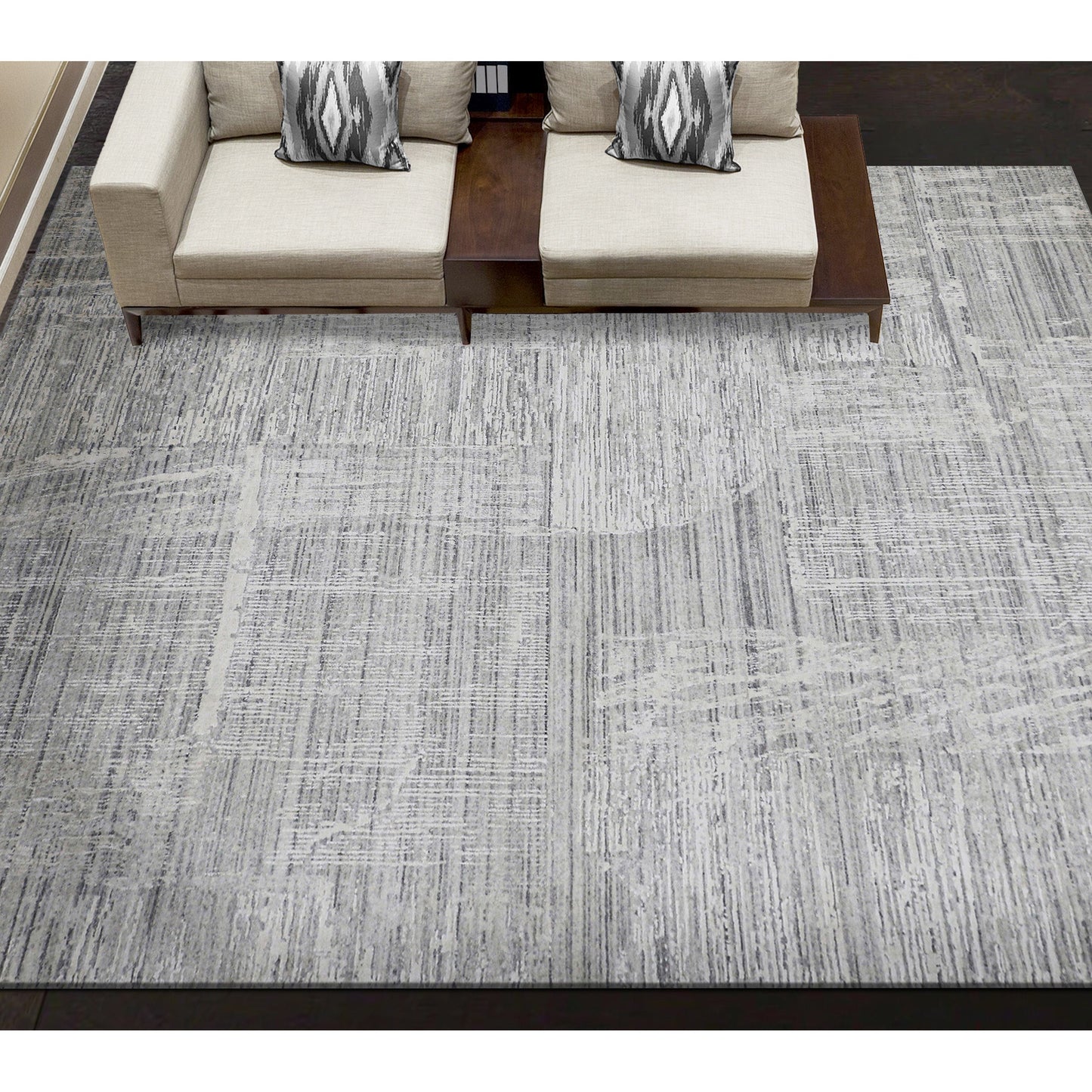 HANDLOOMED JACQUARD RK297 GREY / IVORY