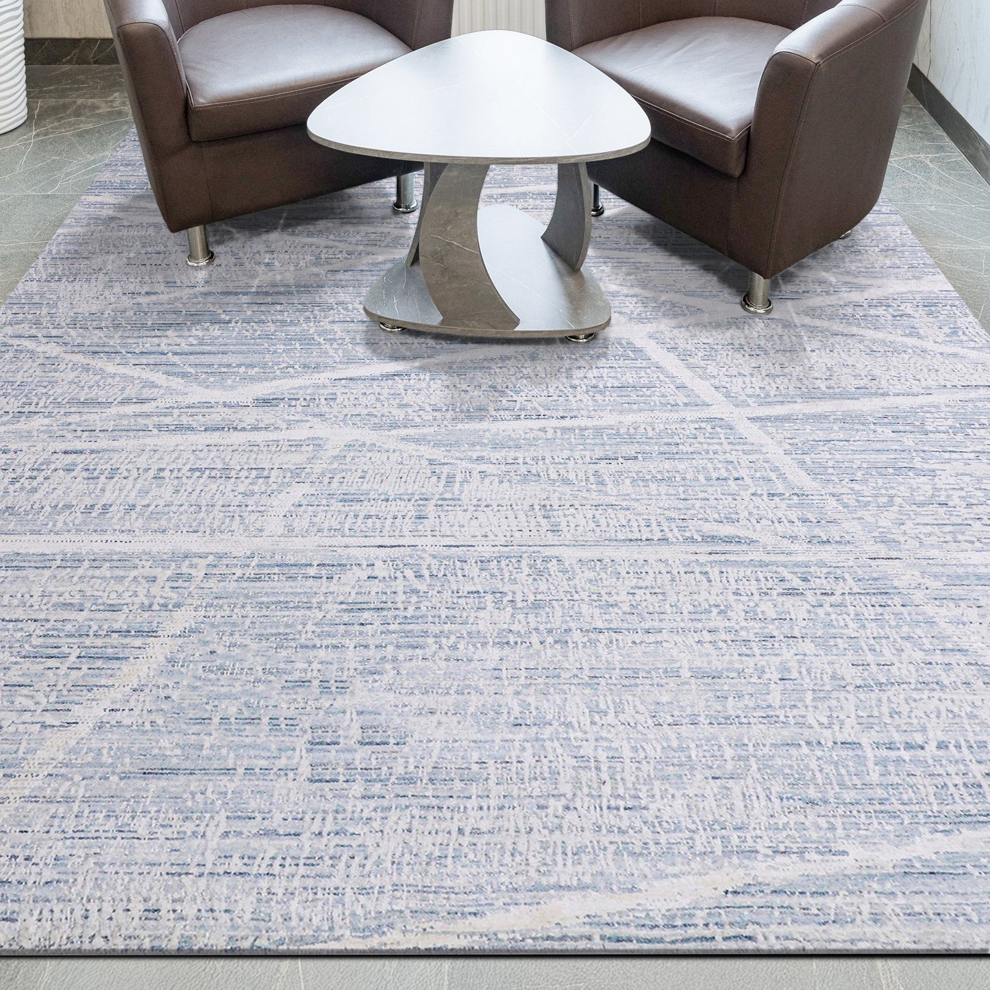HANDLOOMED JACQUARD RK339 IVORY / TEAL BLUE