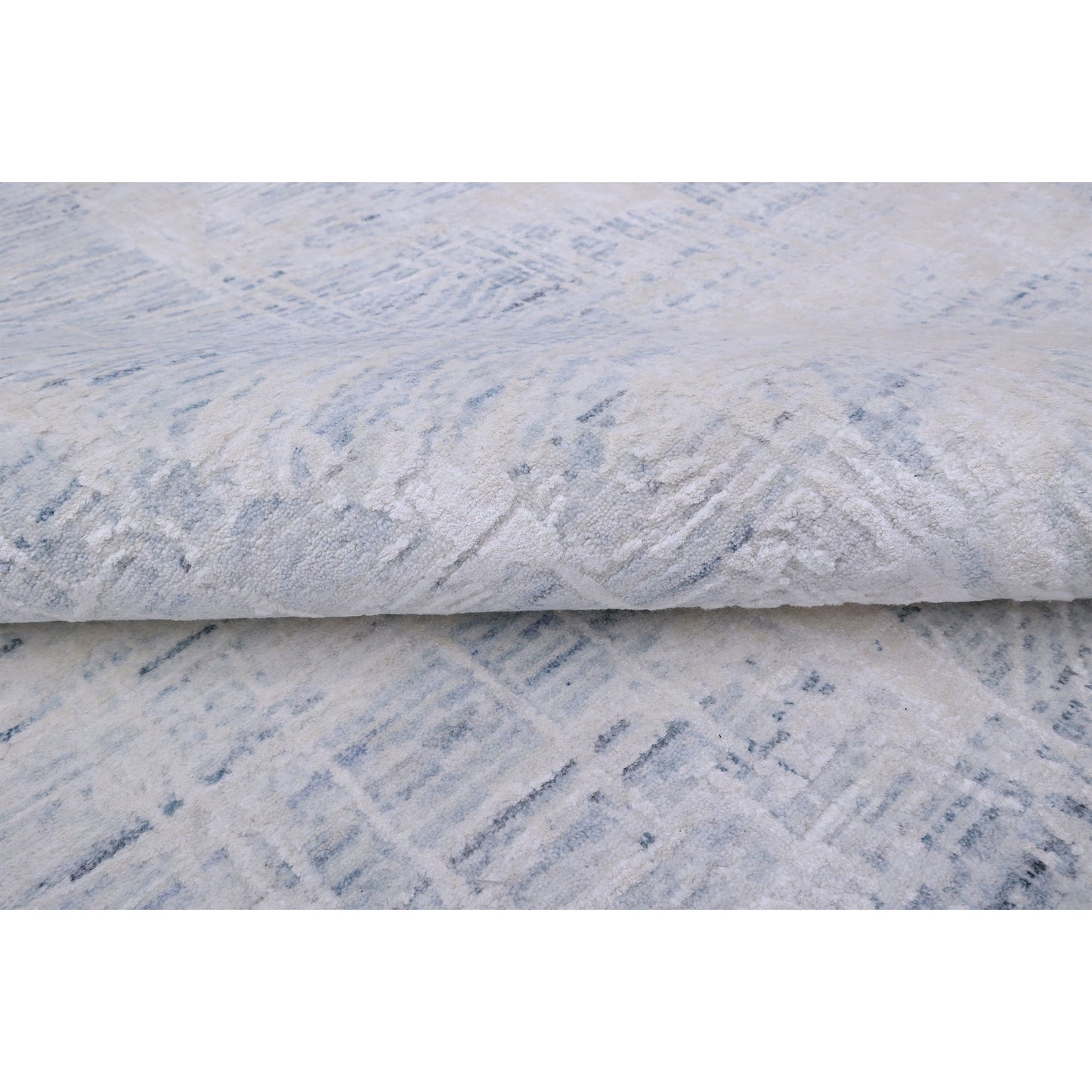 HANDLOOMED JACQUARD RK340 IVORY / TEAL BLUE