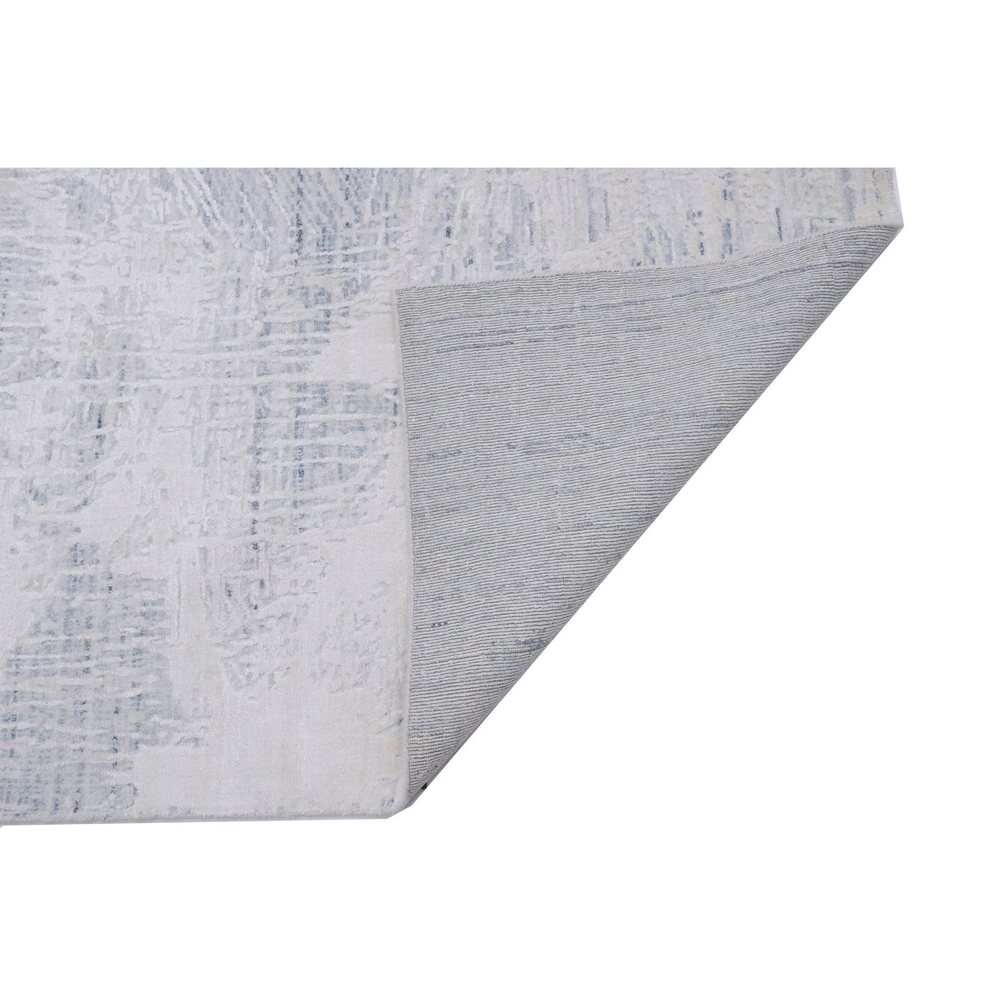 HANDLOOMED JACQUARD RK340 IVORY / TEAL BLUE