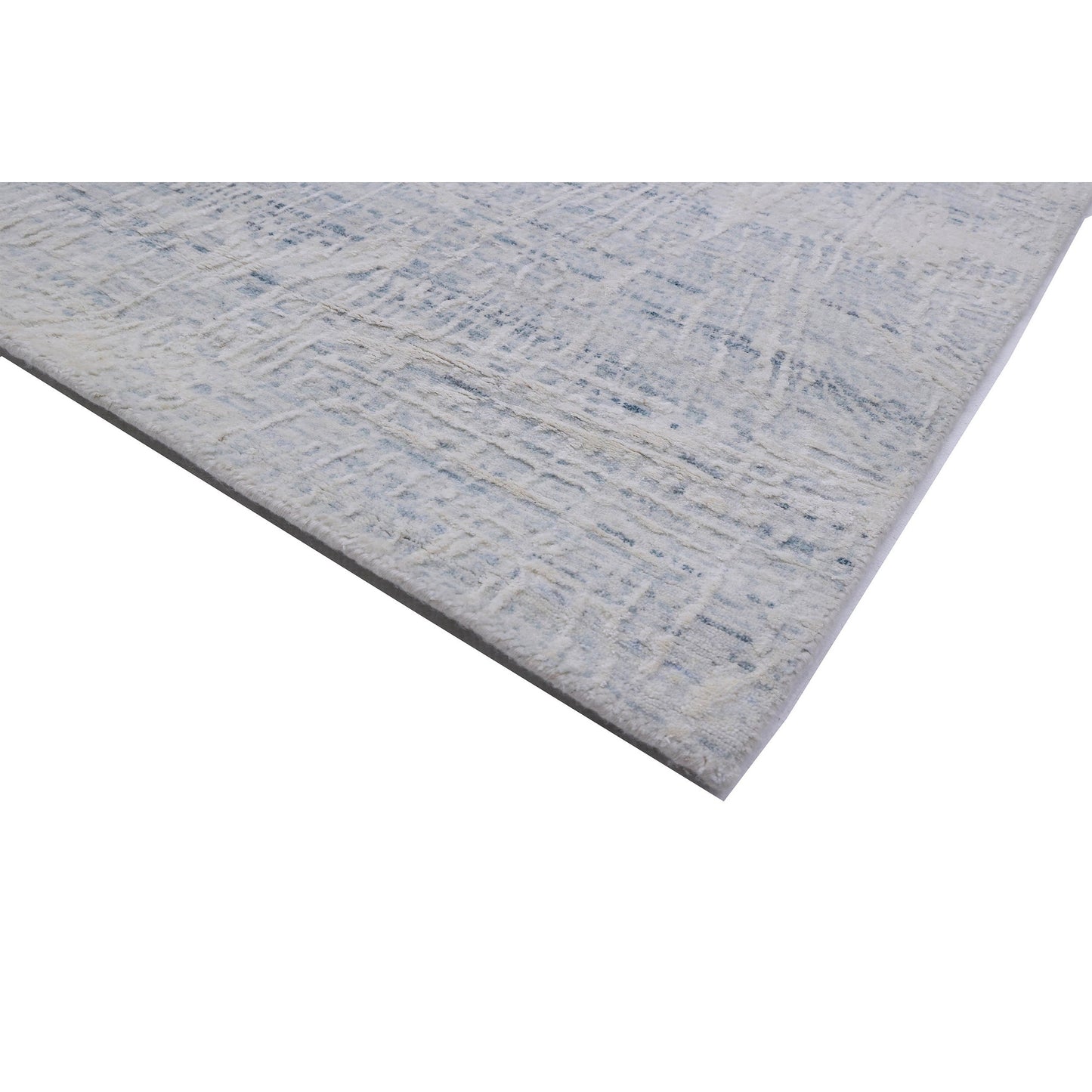 HANDLOOMED JACQUARD RK340 IVORY / TEAL BLUE