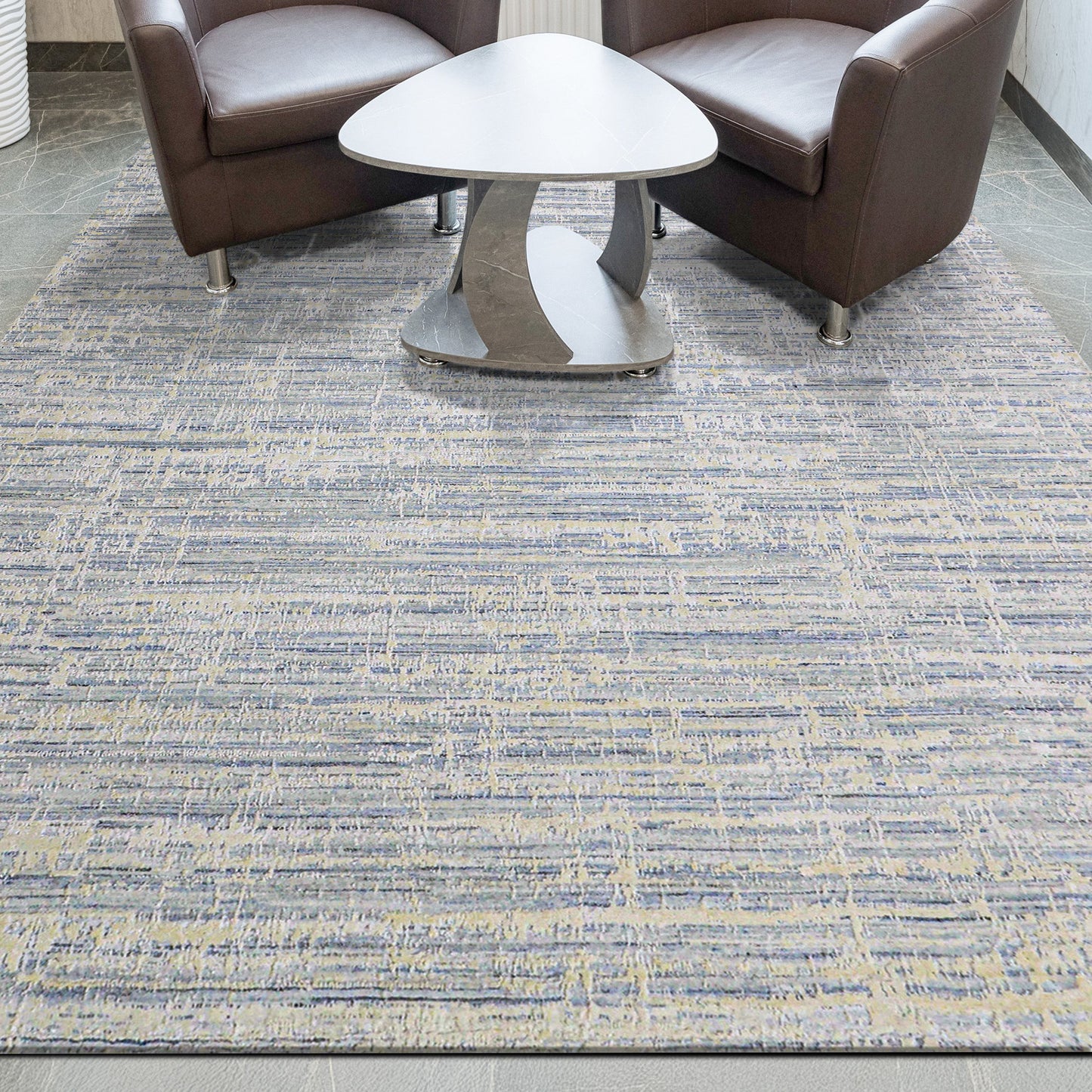 HANDLOOMED JACQUARD RK350 IVORY / BLUE