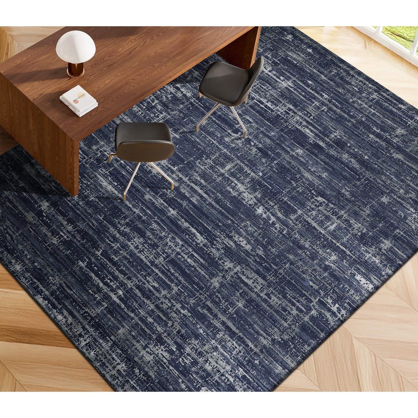HANDLOOMED JACQUARD RK358 IVORY / BLUE