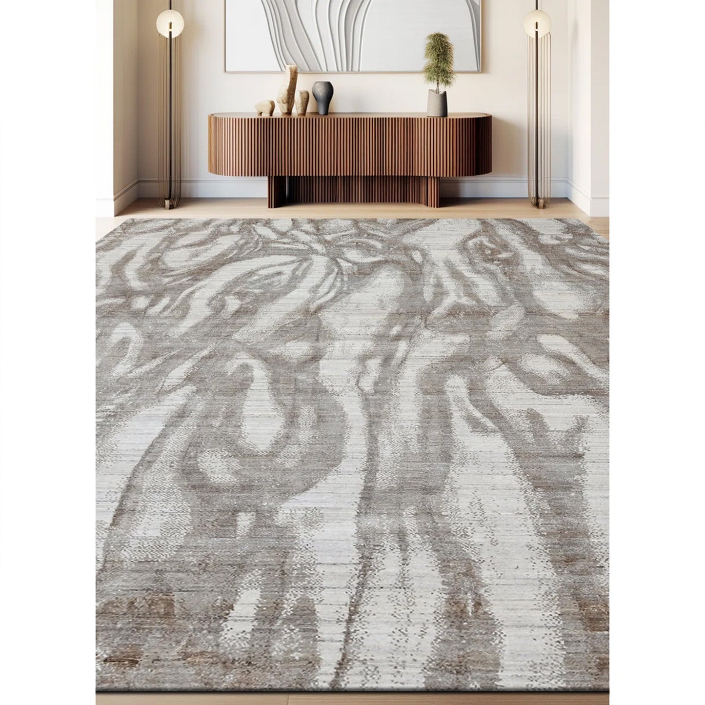 HANDLOOMED JACQUARD RK367 IVORY / CAMEL