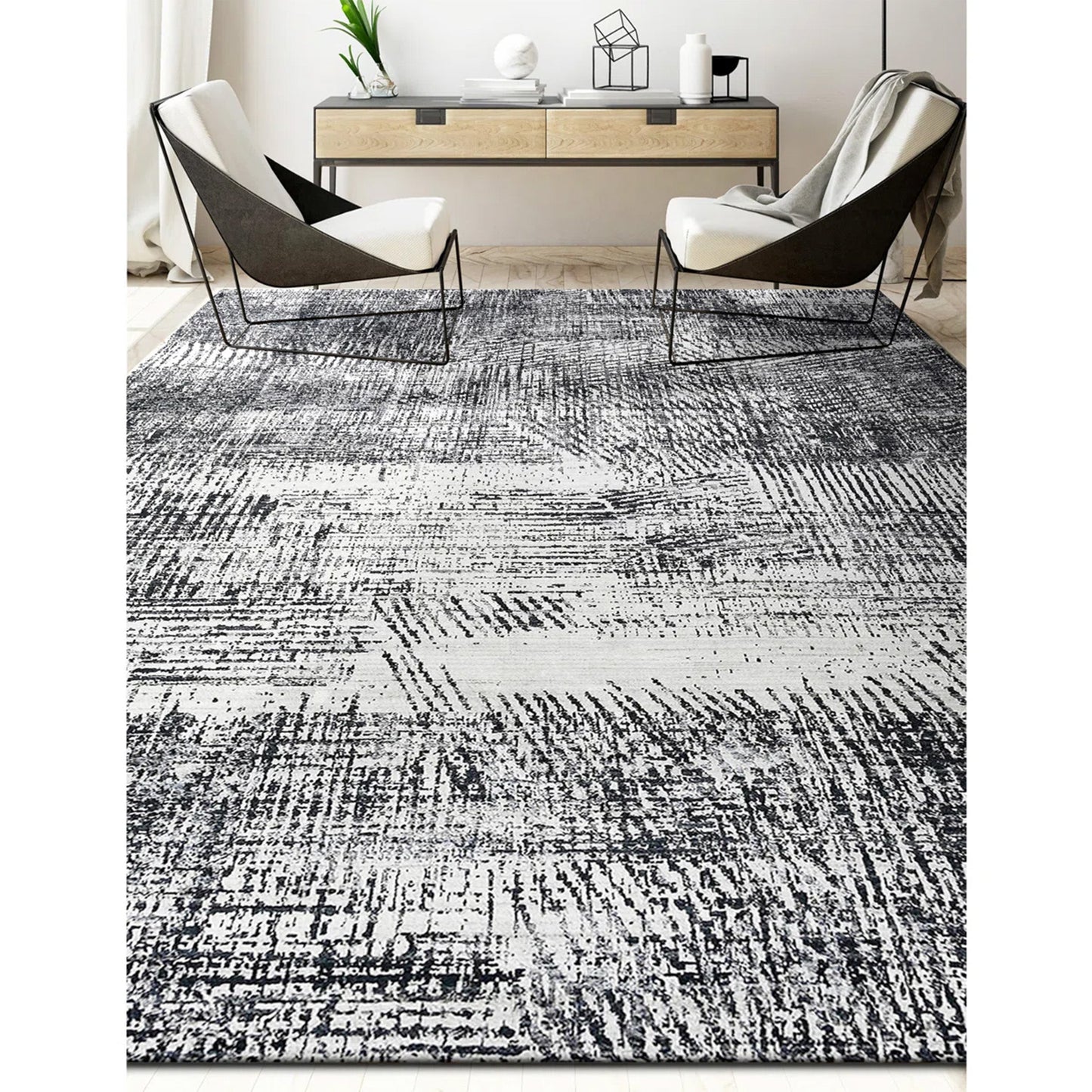 HANDLOOMED JACQUARD RK399 IVORY / BLACK