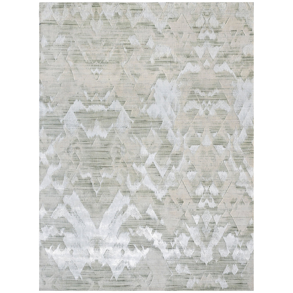 HANDLOOMED JACQUARD RK504 IVORY / GREEN