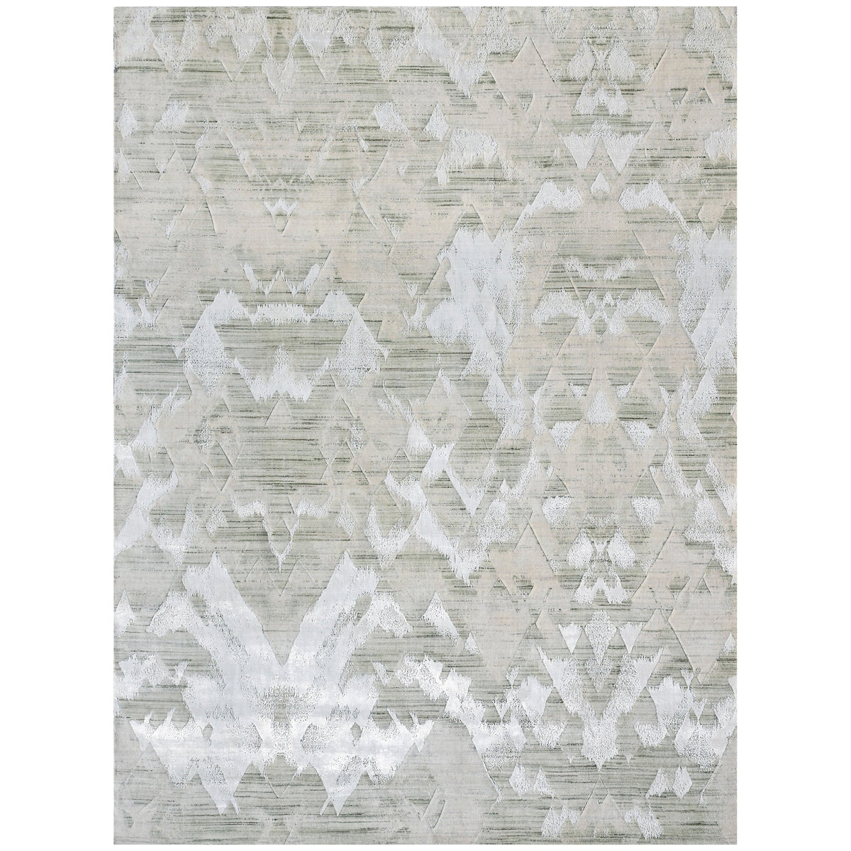 HANDLOOMED JACQUARD RK504 IVORY / GREEN