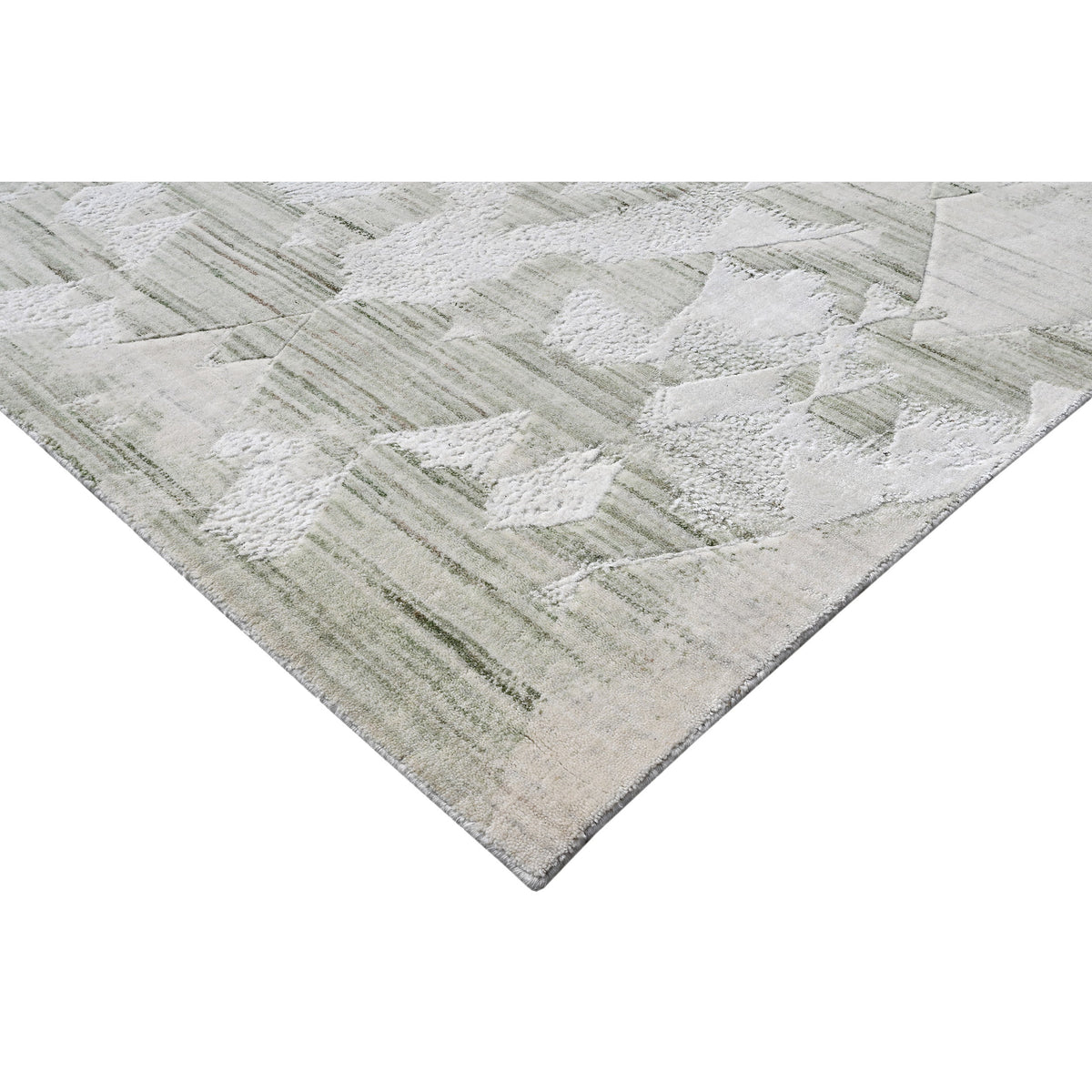 HANDLOOMED JACQUARD RK504 IVORY / GREEN