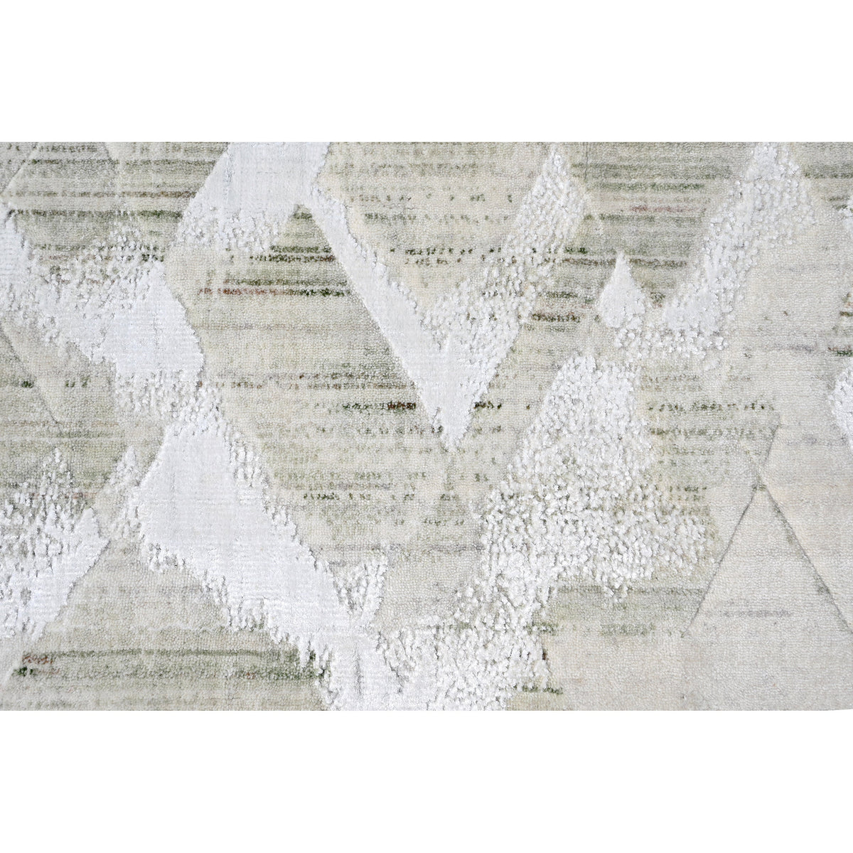 HANDLOOMED JACQUARD RK504 IVORY / GREEN