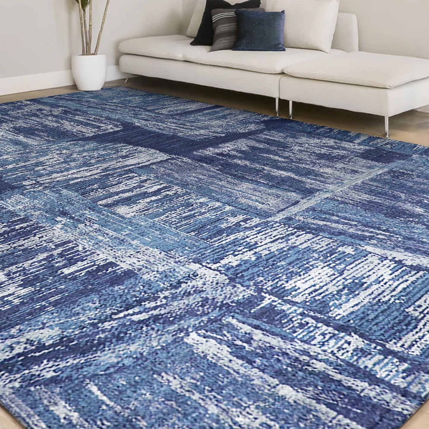 HANDLOOMED JACQUARD RP201 DARK BLUE / SILVER