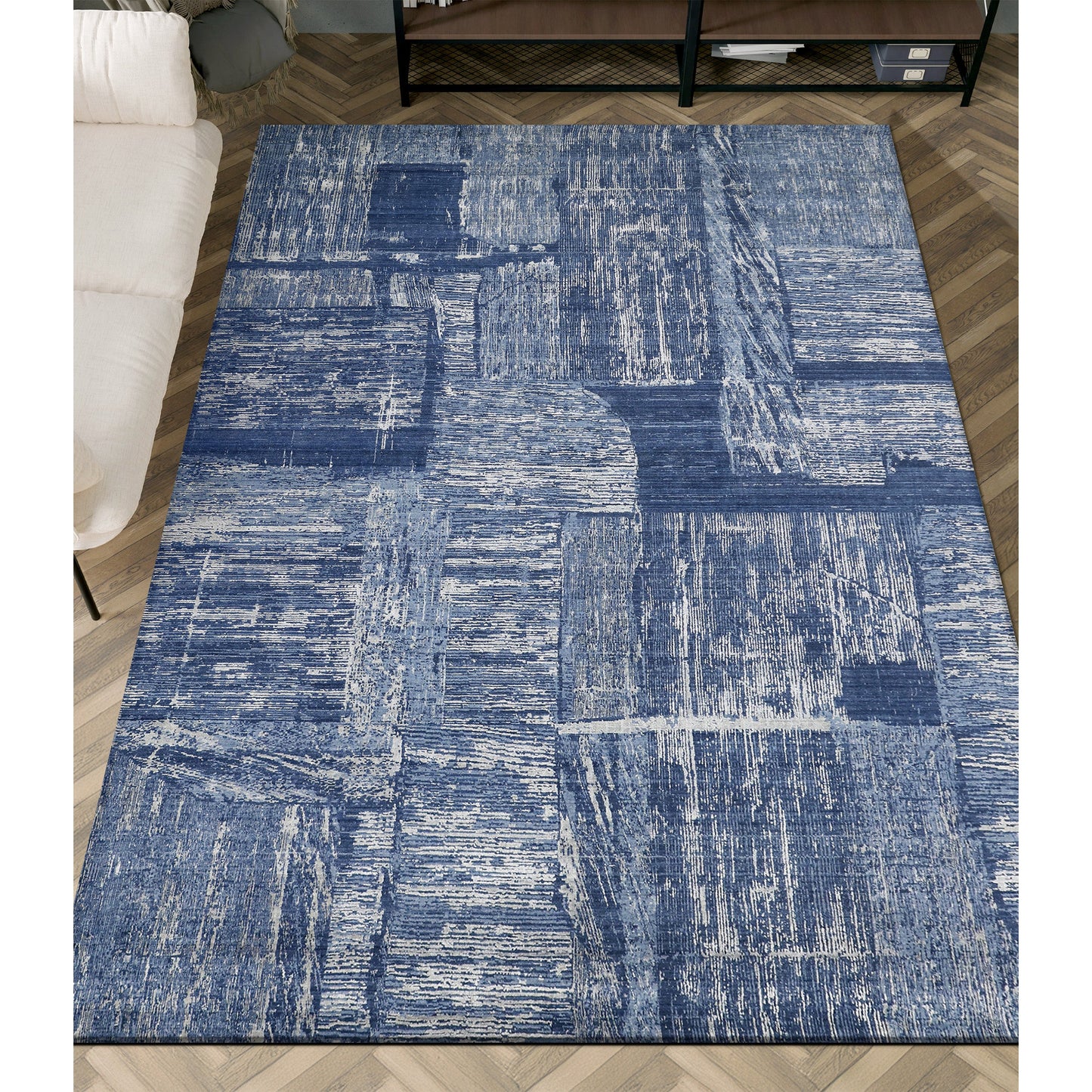 HANDLOOMED JACQUARD RA213 BLUE / GREY