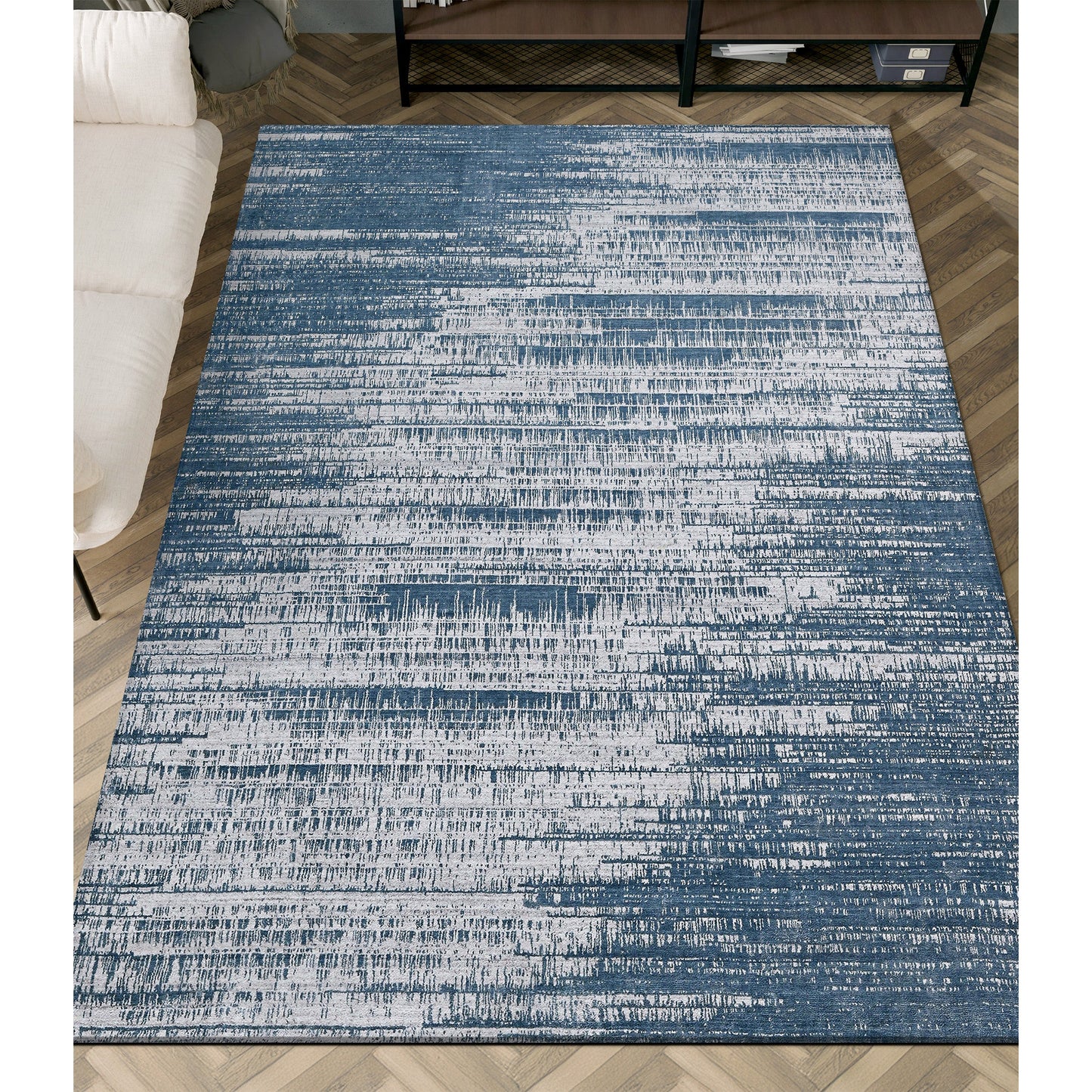 HANDLOOMED JACQUARD TJC03 SILVER / BLUE