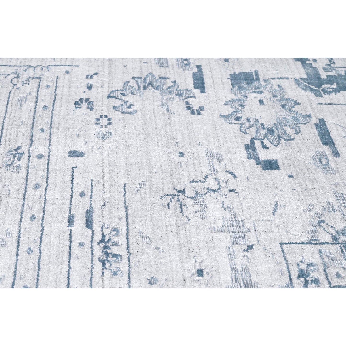 HANDLOOMED JACQUARD TJC05 SILVER / BLUE