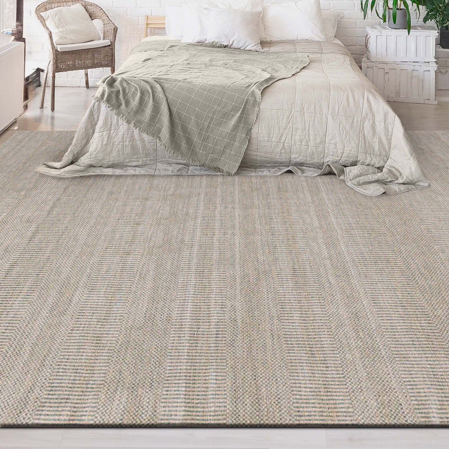 HANDLOOMED WOOL DMART DAMASK ART AQUA