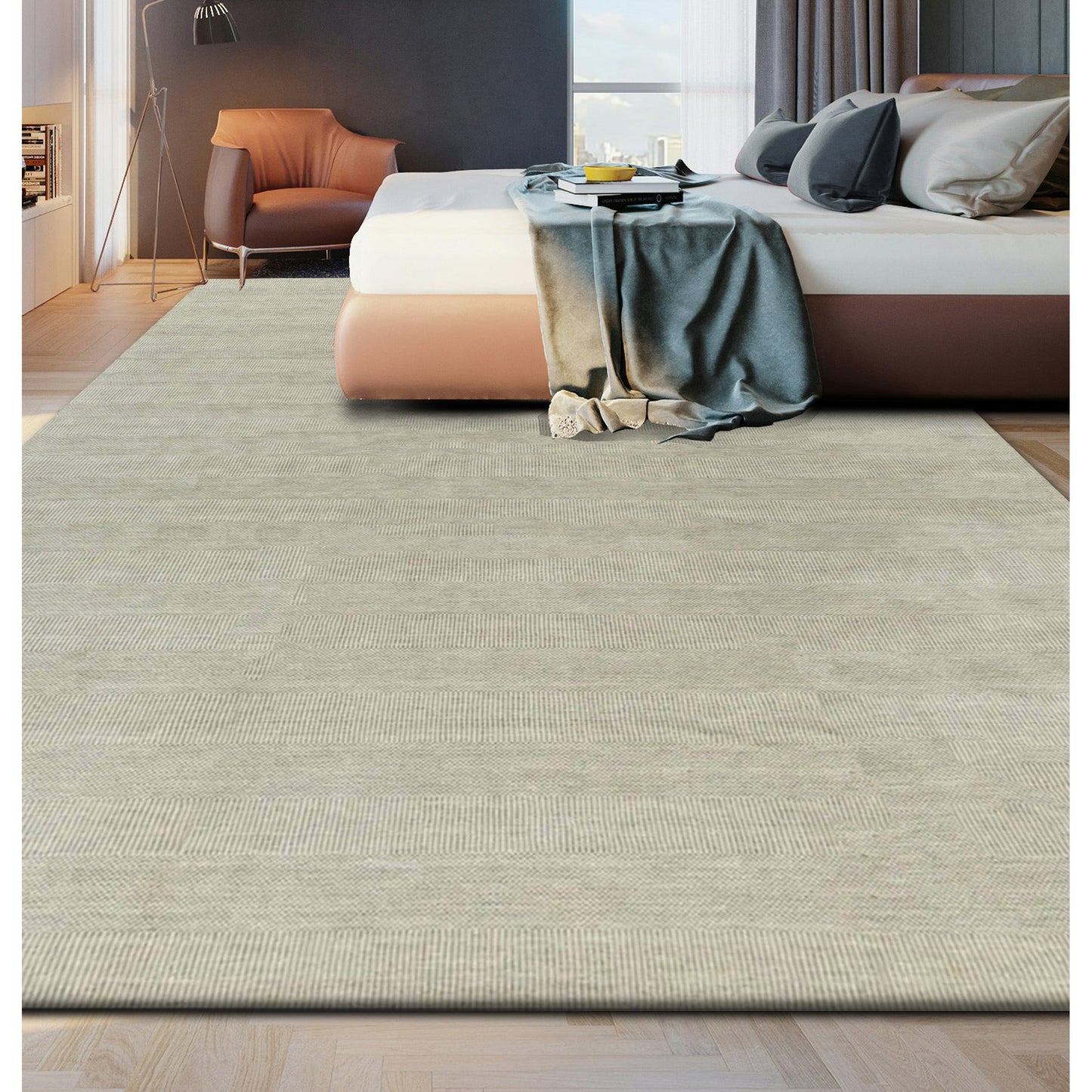 HANDLOOMED WOOL DMART DAMASK ART GREEN