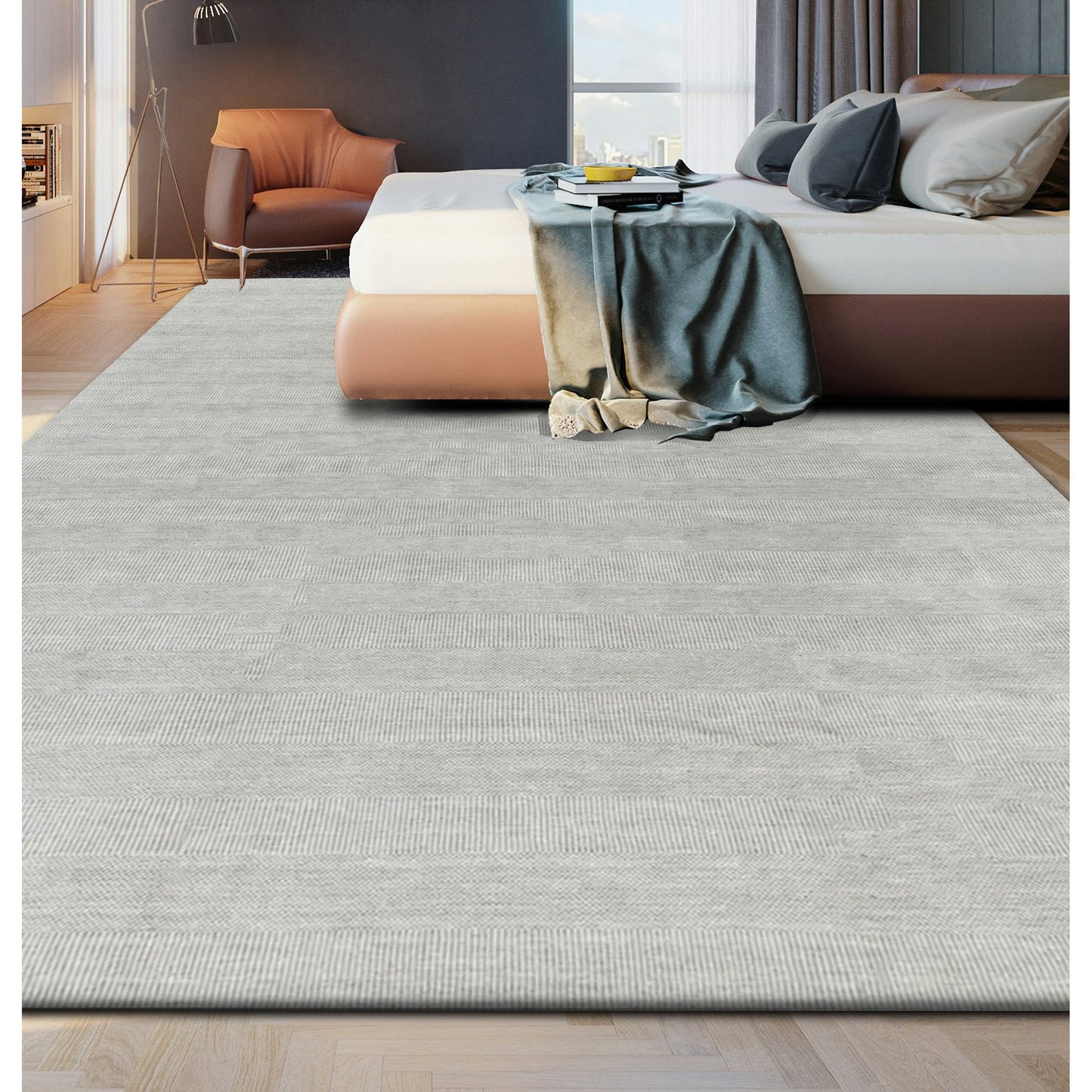 HANDLOOMED WOOL DMART DAMASK ART LIGHT GREY