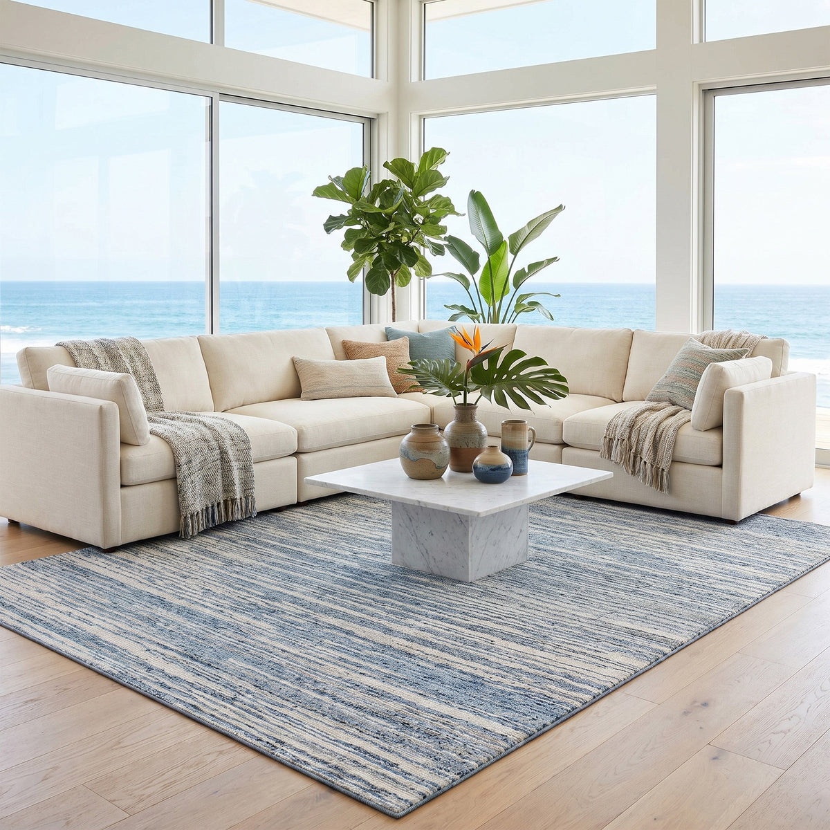 HIMALAYAN ART 2000 WOOL L2101 BLUE / IVORY