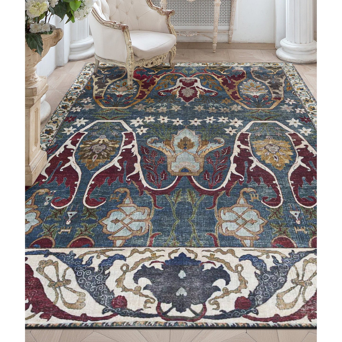 SONA ANTIQUE ALL WOOL AC228 BLUE / CREAM