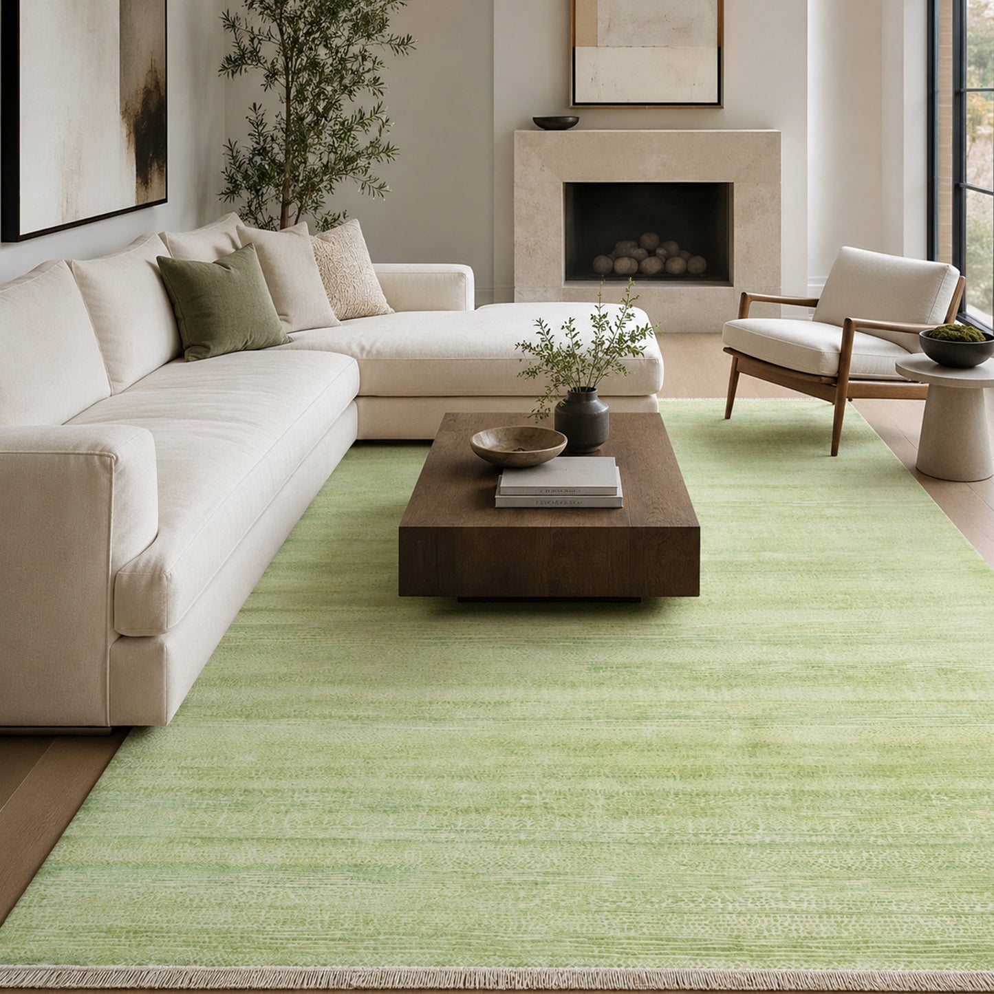 SILK LOOM TAR08 LIGHT GREEN / IVORY