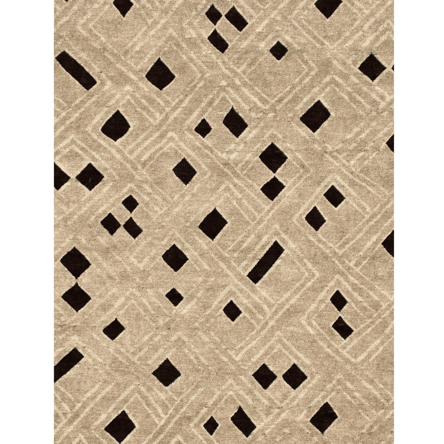 TIBETAN ALL WOOL AFKOT KOTA NATURAL / BLACK