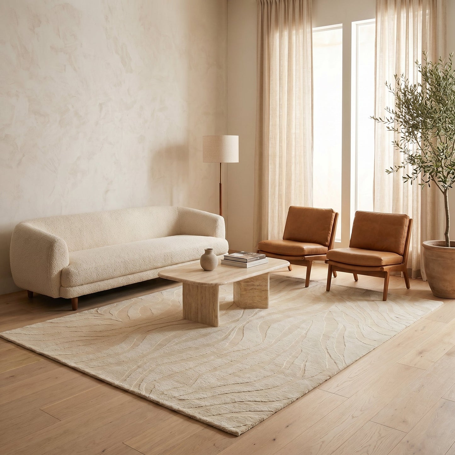 TIBETAN LINEN / WOOL ELTAK TAKRI NATURAL / IVORY
