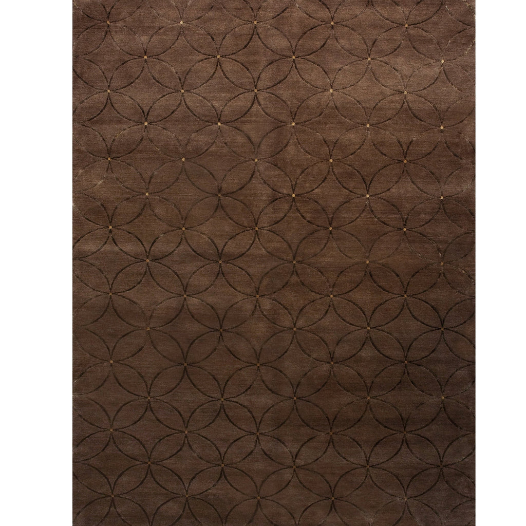 TIBETAN WOOL / SILK ADCIR CIRCLE LATTICE BROWN