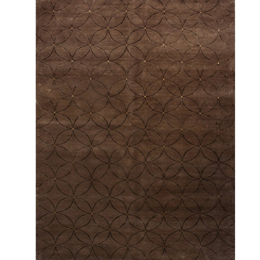 TIBETAN WOOL / SILK ADCIR CIRCLE LATTICE BROWN