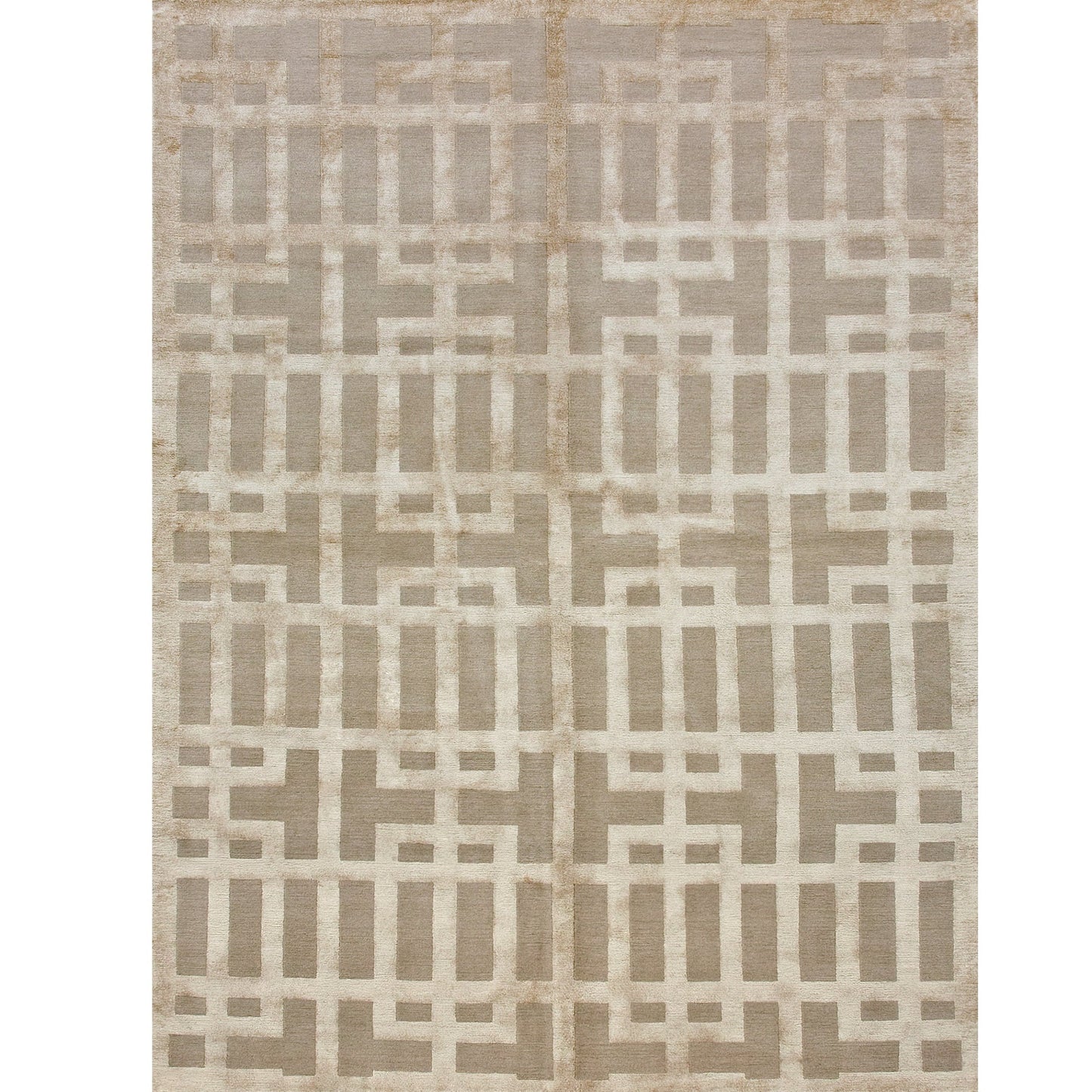 TIBETAN WOOL / SILK ADGAT GATED LATTICE ECRU
