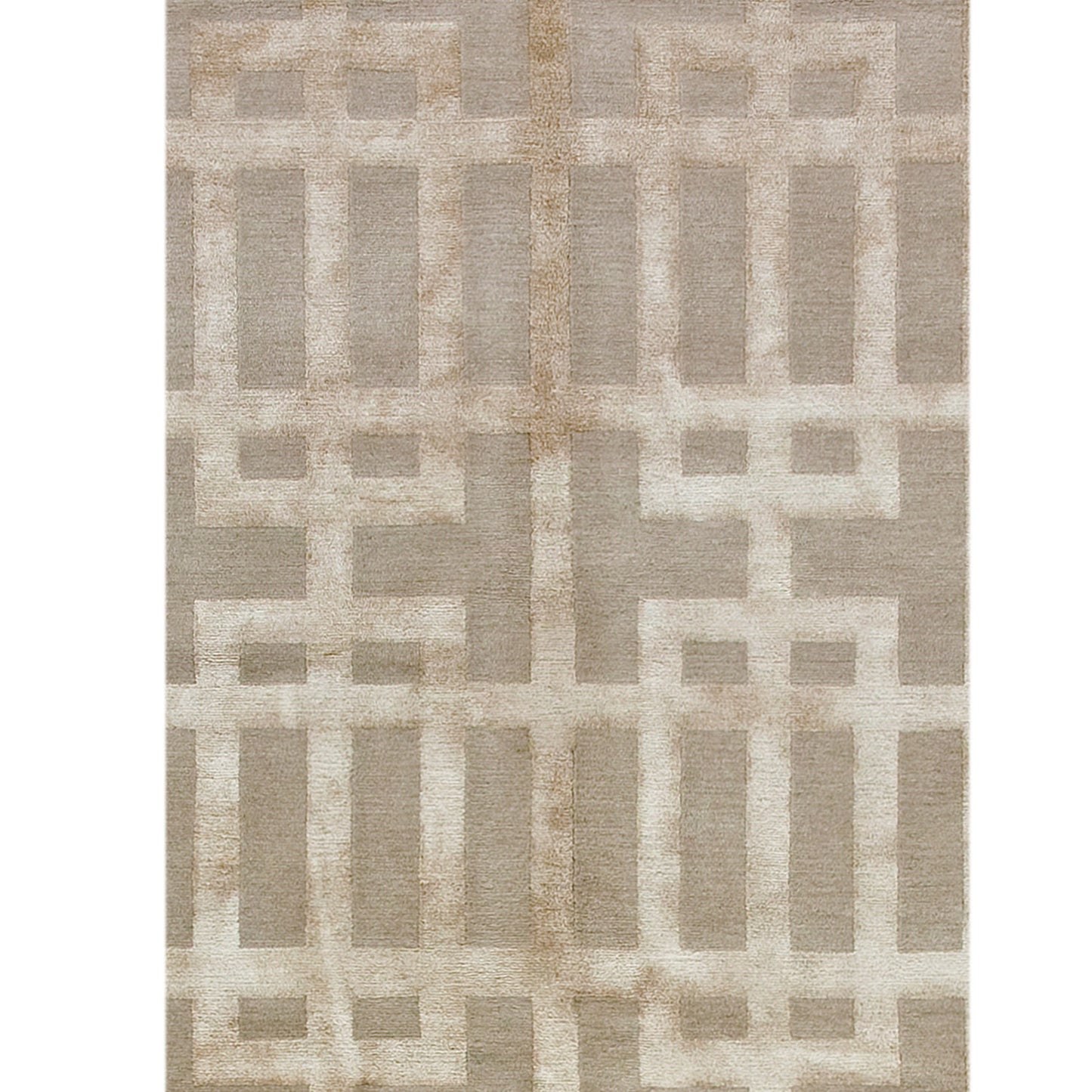 TIBETAN WOOL / SILK ADGAT GATED LATTICE ECRU