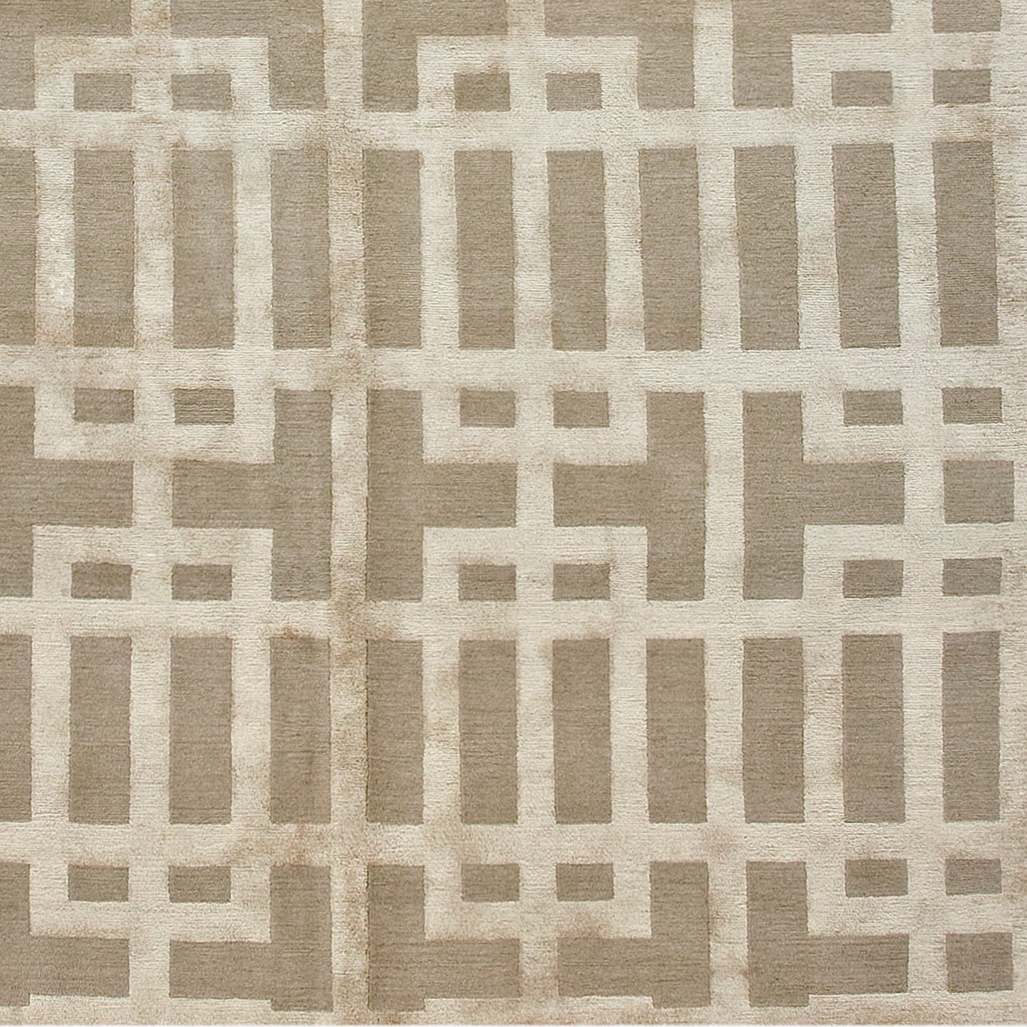 TIBETAN WOOL / SILK ADGAT GATED LATTICE ECRU