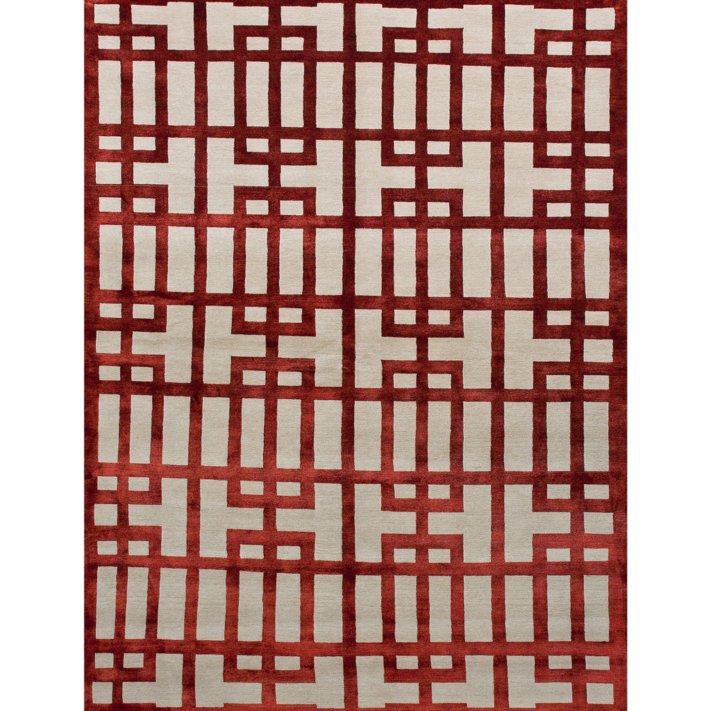 TIBETAN WOOL / SILK ADGAT GATED LATTICE GARNET