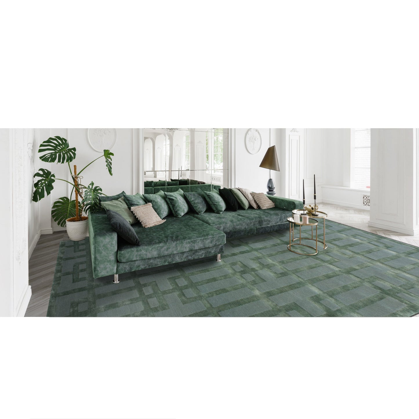 TIBETAN WOOL / SILK ADGAT GATED LATTICE SEAFOAM