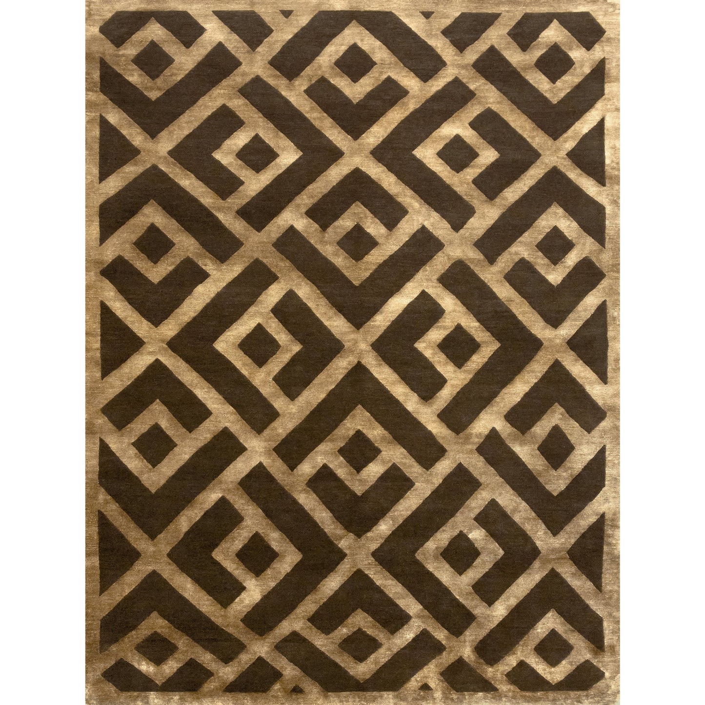 TIBETAN WOOL / SILK ADLAC LACED DIAMOND BROWN / GOLD