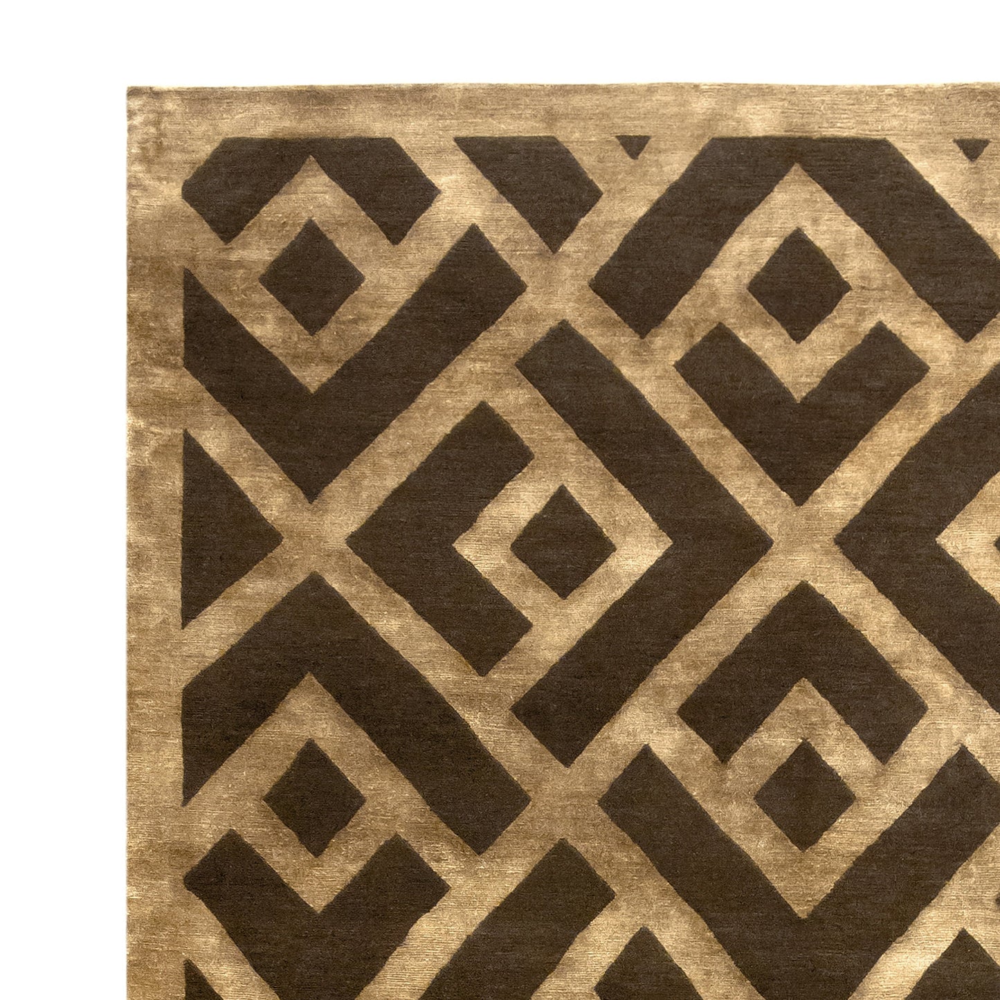 TIBETAN WOOL / SILK ADLAC LACED DIAMOND BROWN / GOLD