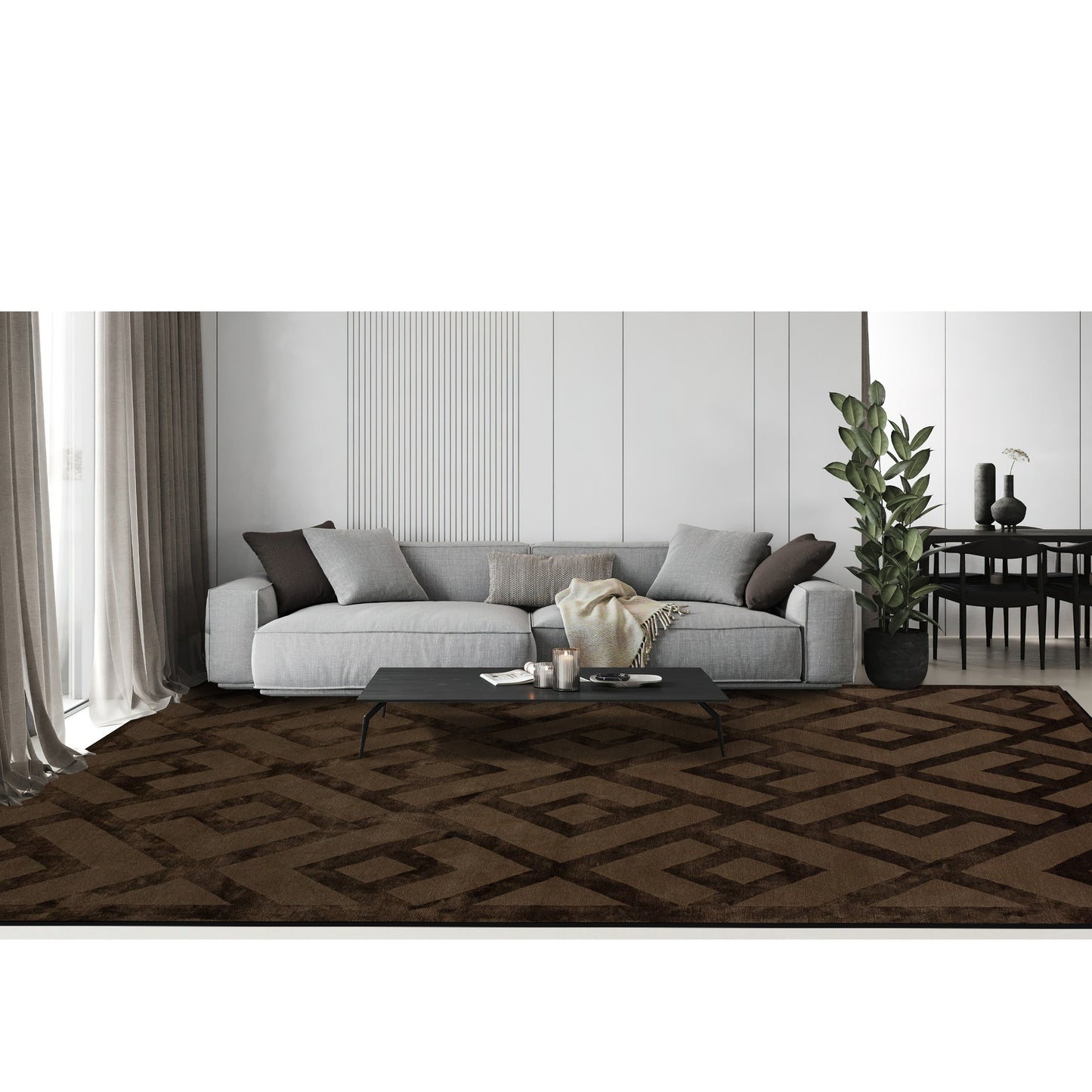 TIBETAN WOOL / SILK ADLAC LACED DIAMOND MOCHA