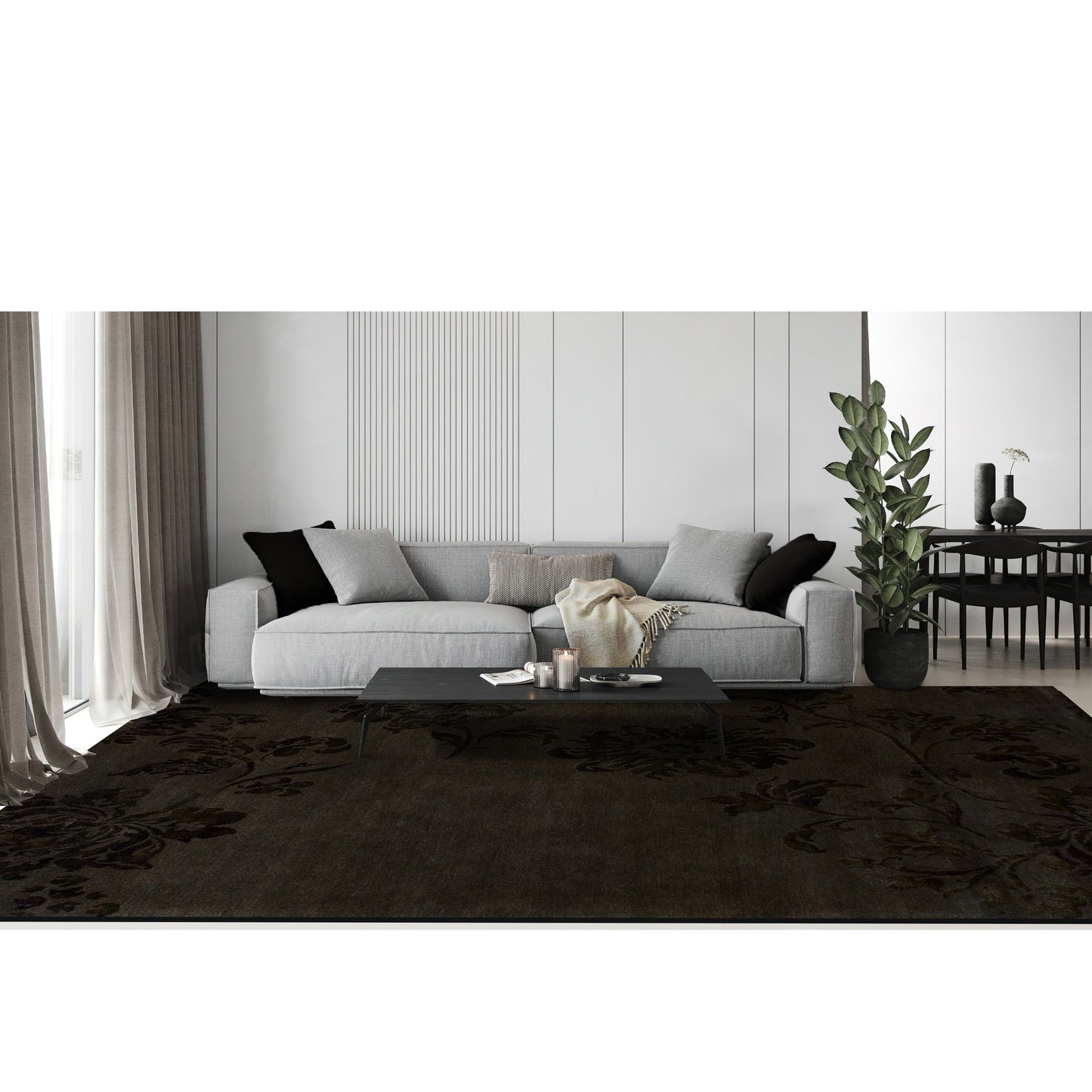 TIBETAN WOOL / SILK ADLOT LOTUS WALNUT