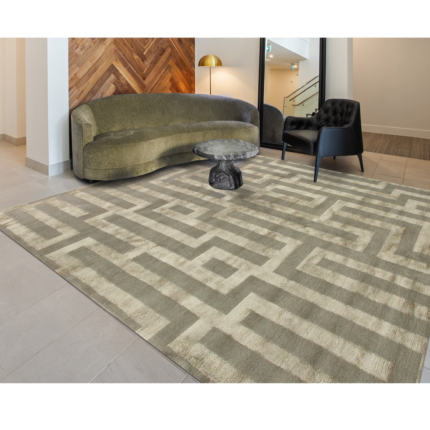 TIBETAN WOOL / SILK ADMAZ MAZE PLATINUM