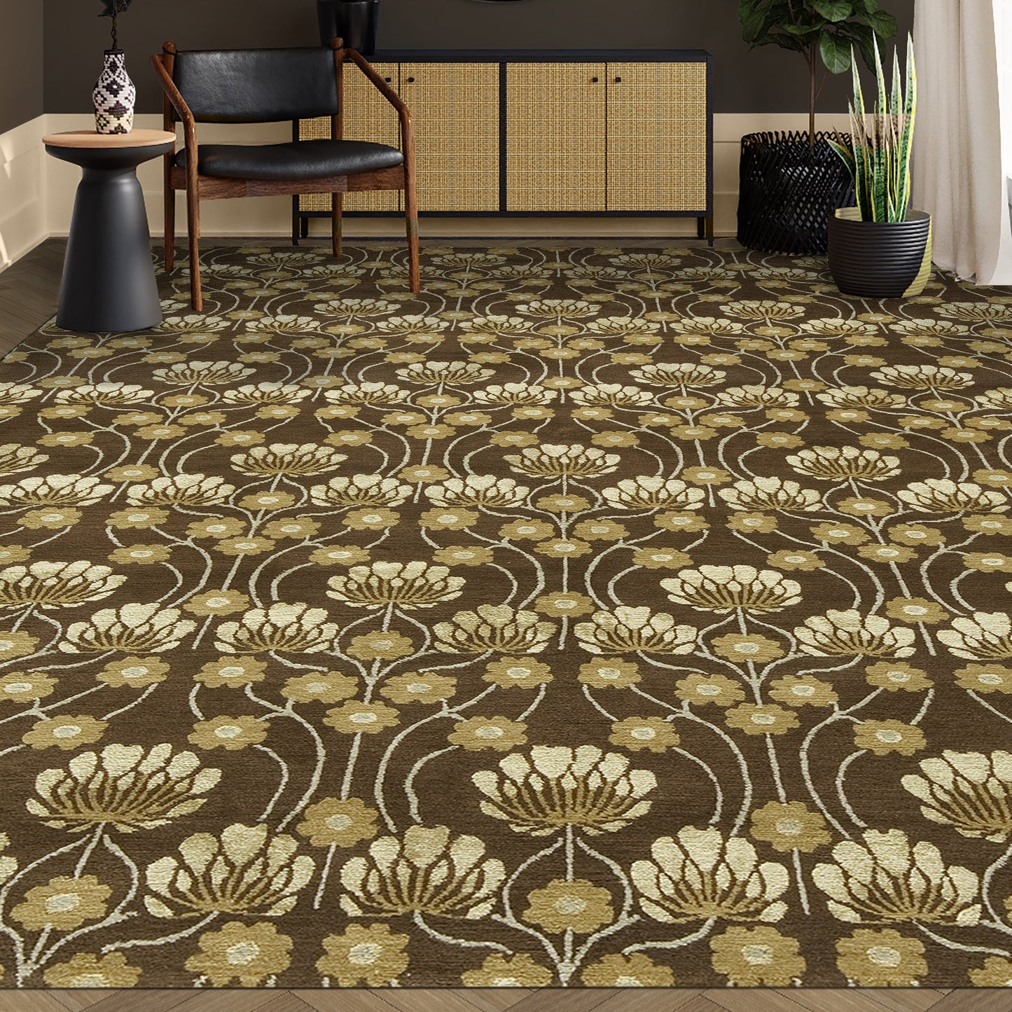 TIBETAN WOOL / SILK EMARC ARTS & CRAFTS BROWN